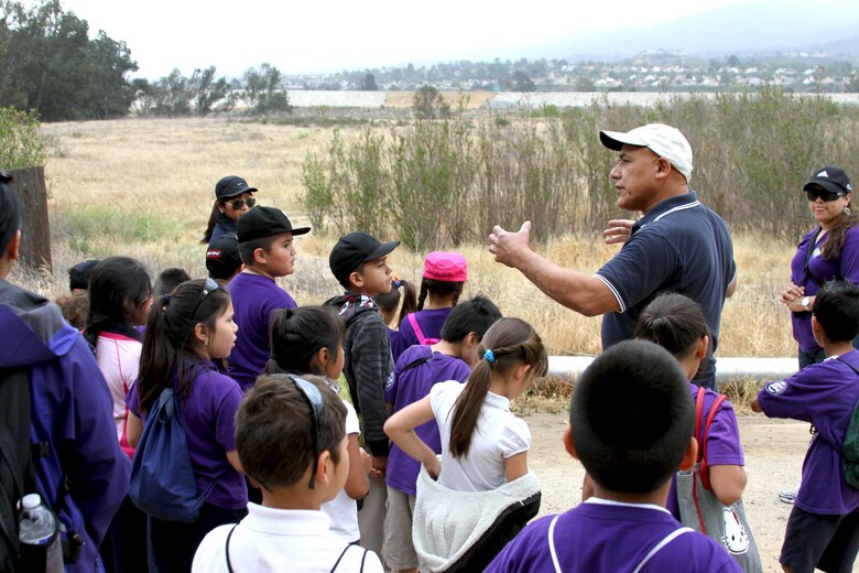 More than 80 second grade students from Cortez Elementary, a math and science magnet school in Pomona, Calif., took a field trip to Prado Dam May 16.  The tour included a nearly two-mile trek through the flood control basin up to the dam's 627-foot control tower.