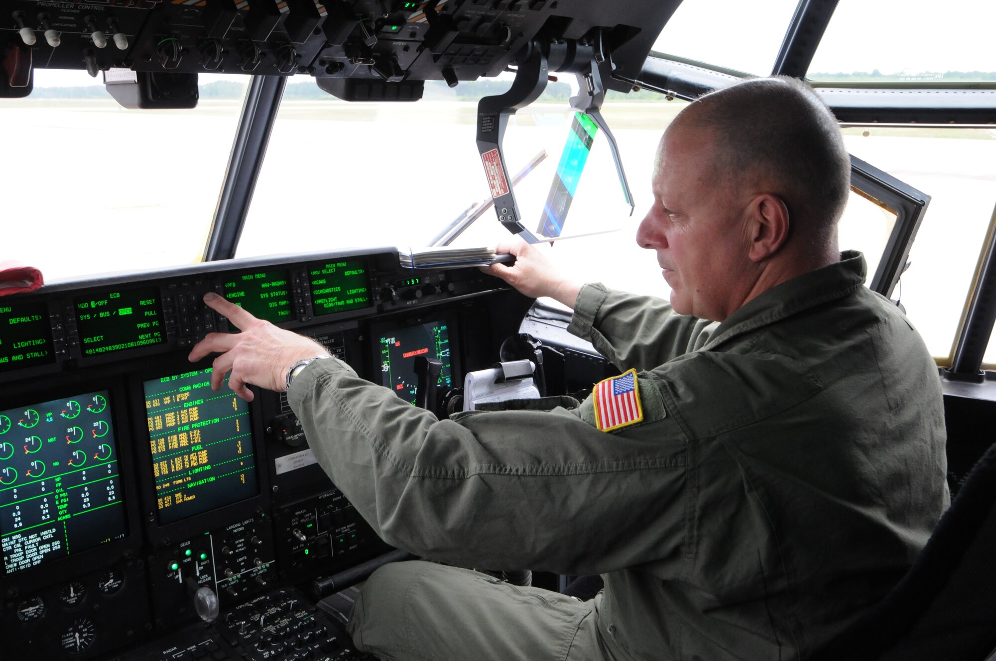 Senior Master Sgt. Philip Stuck, 193rd Special Operations Squadron loadmaster, performs his pre-flight procedures on the 193rd’s EC-130J Commando Solo aircraft, before the plane takes off on its mission May 1. The Commando Solo’s aircrew was tasked with missions of military information support operation and worked with other intelligence, surveillance and reconnaissance assets to prevent enemy communication during the Emerald Warrior Exercise. The primary purpose of EW is to exercise special operations components in urban and irregular warfare settings to support combatant commanders in theater campaigns. EW leverages lessons from Operation Iraqi Freedom, Operation Enduring Freedom and other historical lessons to provide better trained and ready forces to combatant commanders. (U.S. Air National Guard Photo by Senior Airman Claire Behney/Released)
