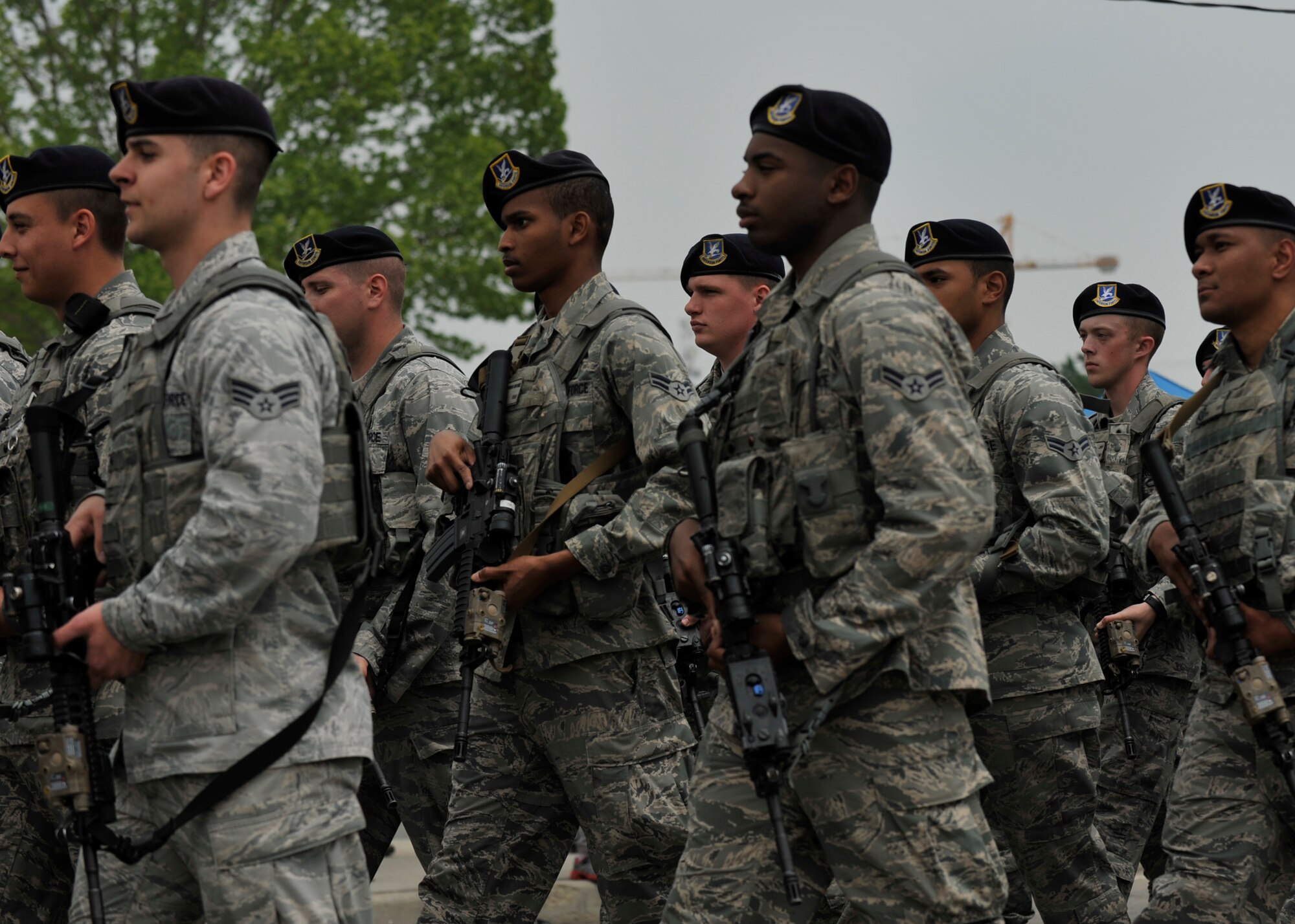 Members of the 51st Security Forces Squadron march in the Veterans of Foreign Wars Armed Forces Day Parade at Osan Air Base, Republic of Korea, May 18, 2013. Starting at the main gate, U.S. and Korean military formations and veterans marched in honor of American service members who served their country in times of war and peace. (U.S. Air Force photo/Senior Airman Siuta B. Ika)