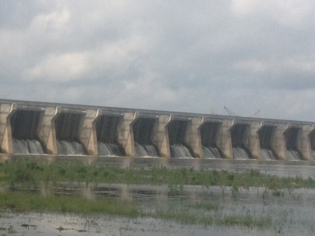 Photo taken May 20, 2013 showing the amount of water that is in the Bonnet Carre' Spillway due to high water levels in the Mississippi River 