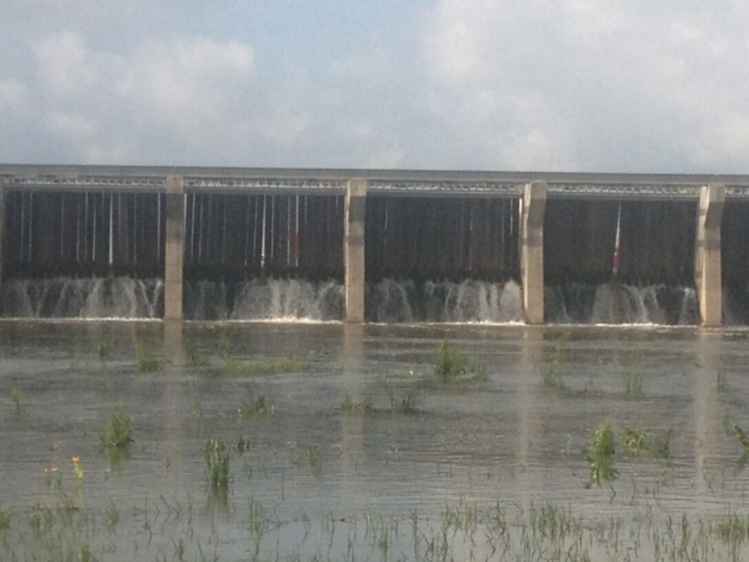 Photo taken May 20, 2013 showing the amount of water that is in the Bonnet Carre' Spillway due to high water levels in the Mississippi River