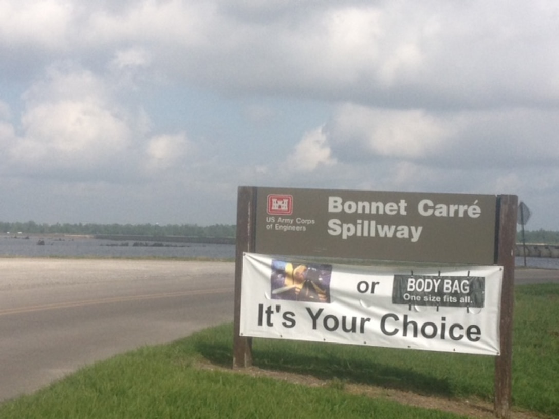 Photo taken May 20, 2013 showing the amount of water that is in the Bonnet Carre' Spillway due to high water levels in the Mississippi River