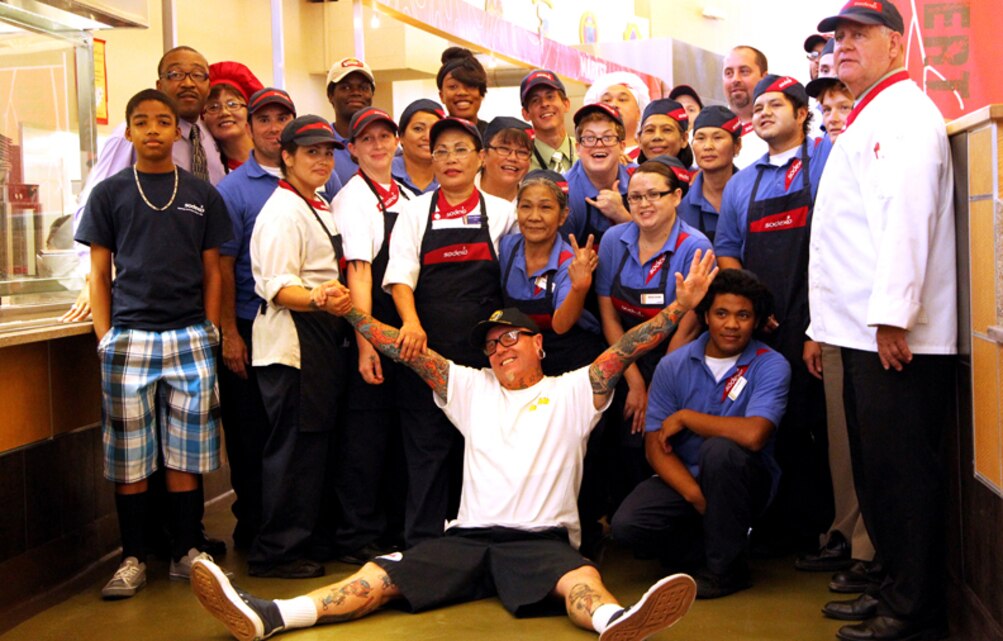 Michael Hardin, owner of Hodad’s, a San Diego-based burger restaurant, spent the day at Littleton Chow Hall making burgers his way, May 7, 2013.