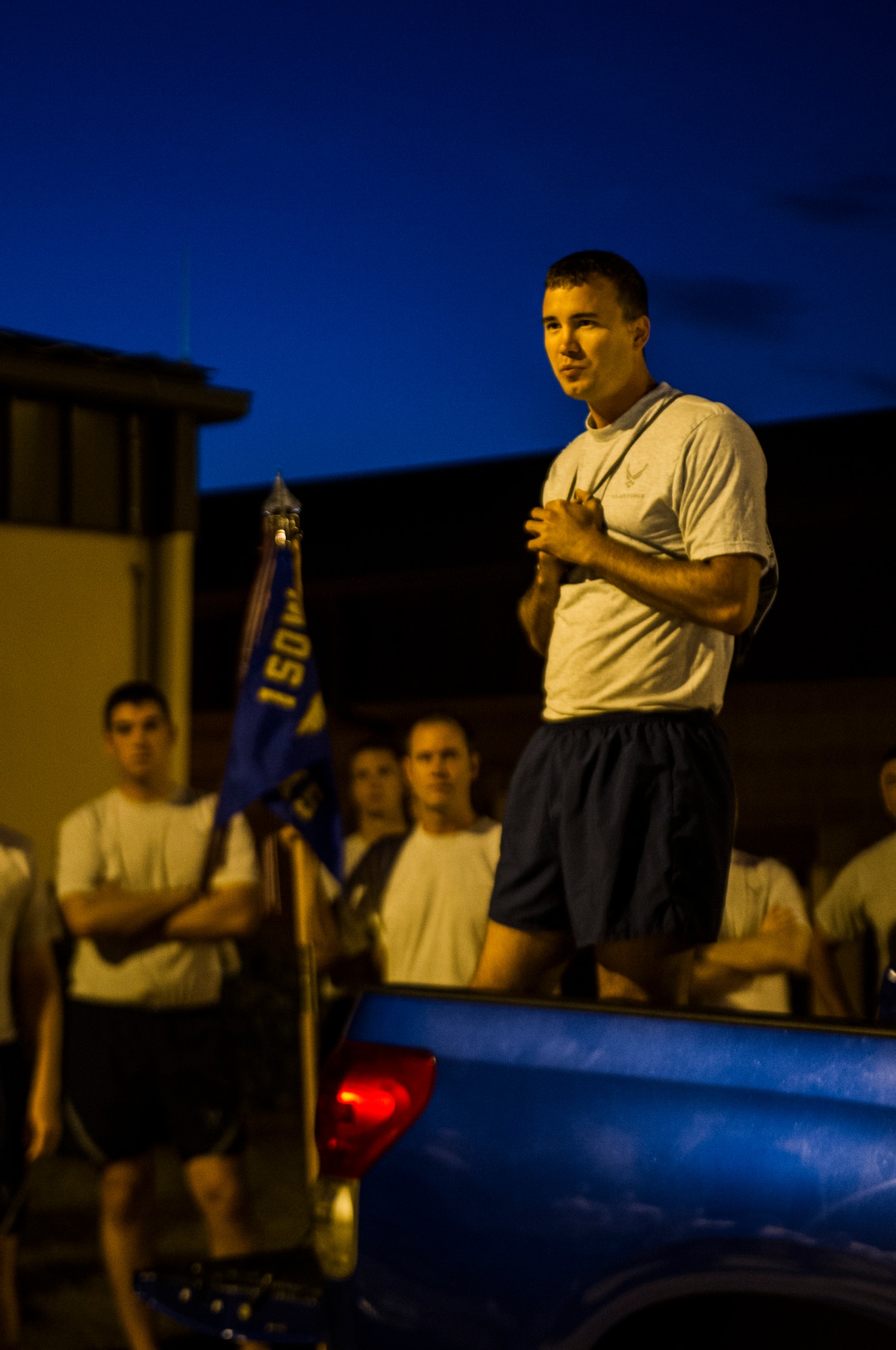 U.S. Air Force Capt. Michael Ward, aircraft maintenance flight commander for 1st Special Operations Maintenance Squadron and coordinator for the event, gives a safety brief before an early morning run from Eglin Air Force Base to Hurlburt Field AFB, Fla., May 20, 2013. The 1st SOMXS and 9th Special Operations Squadron are moving to Hurlburt Field after been stationed on Eglin for more than 20 years. (U.S. Air Force photo/Airman 1st Class Christopher Callaway) 