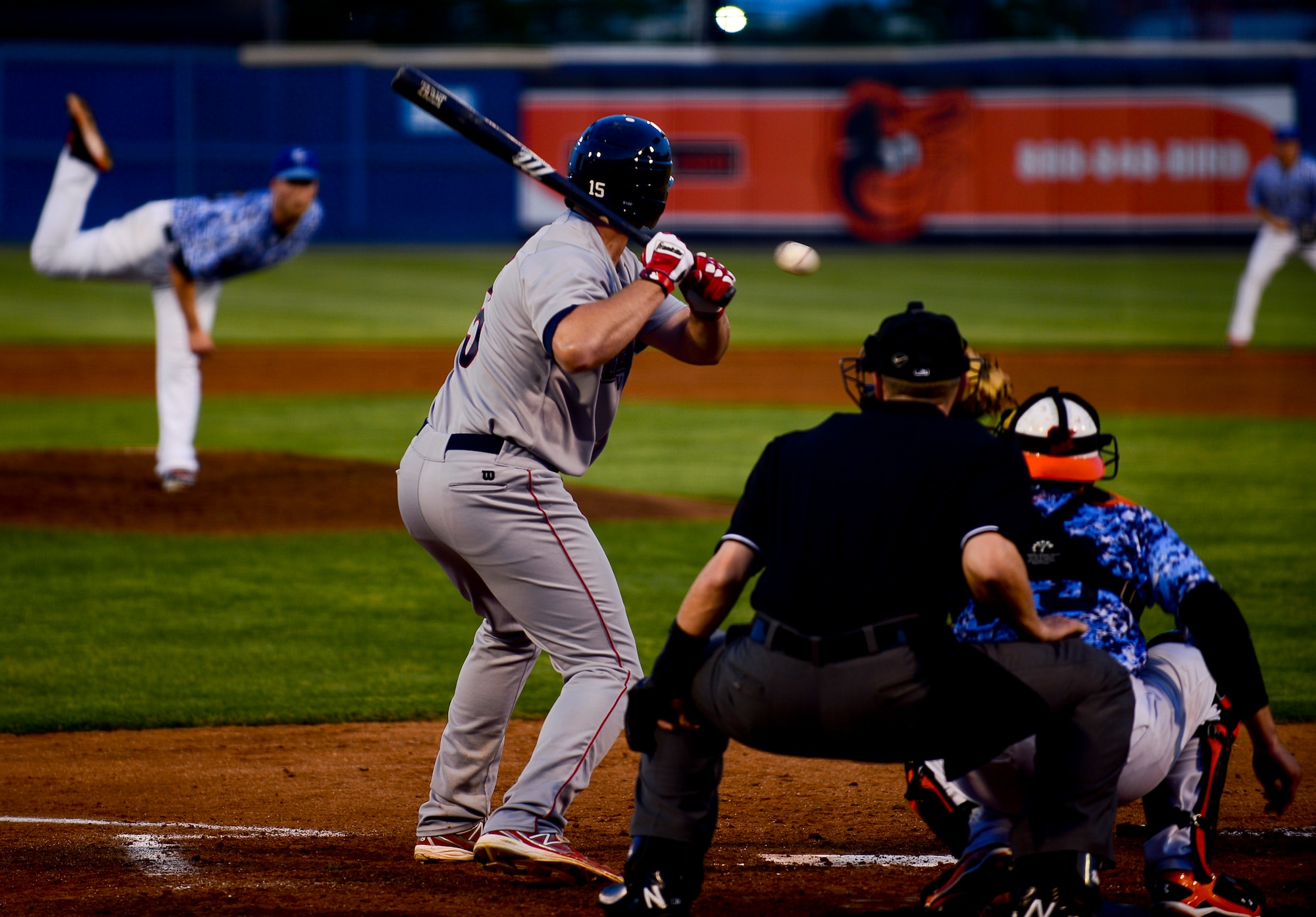 The Norfolk Tides hosted the Lehigh Valley Ironpigs during the Armed Forces Night game at Harbor Park in Norfolk, Va., May 17, 2013. Despite a late rally, the Tides fell to the Ironpigs, 8-7, but the night ended on a high note with one last salute to the U.S. armed forces with the presentation of fireworks. (U.S. Air Force photo by Senior Airman Kayla Newman/Released)