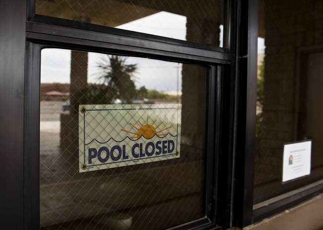 The Nellis Air Force Base Olympic pool will be permanently closed due to a crack that was found in the dive tank. The crack was discovered in 2012 and delayed the opening of the pool during the last summer season. Although the pool is closing, there are alternatives such as the pool at the Warrior Fitness Center, the base housing pool, community pools, and two new water parks that are scheduled to open this summer. (U.S. Air Force Photo by Airman 1st Class Jason Couillard)