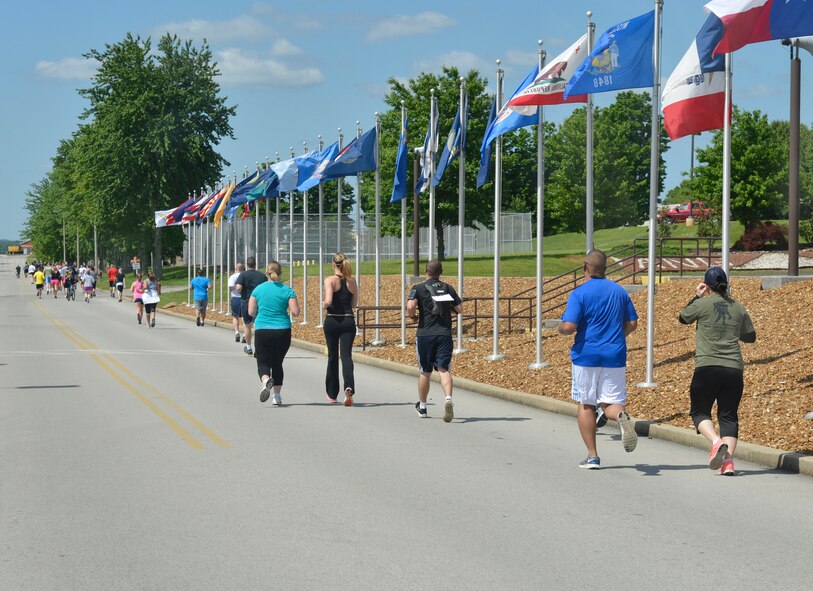 McGHEE TYSON AIR NATIONAL GUARD BASE, Tenn. – Enlisted professional military education students attending noncommissioned officer academy and airman leadership school at the I.G. Brown Training and Education Center participate in the Wounded Warrior Project Fundraiser, 5K Fun Run here, May 12, 2013. (U.S. Air National Guard photo by Master Sgt. Kurt Skoglund/Released)