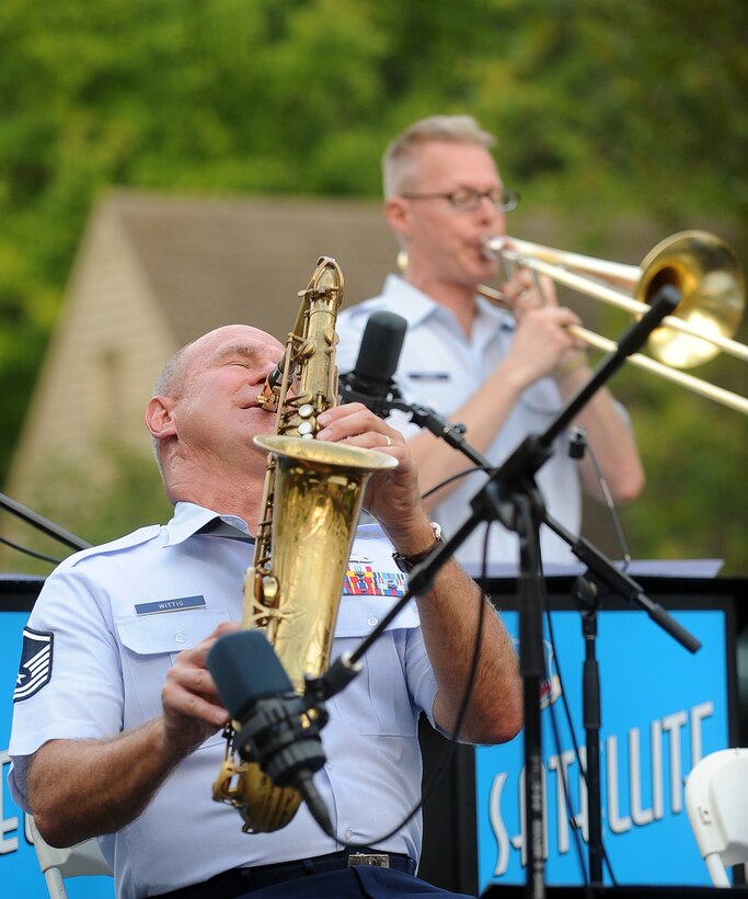 Rhythm in Blue performing in a community near a military installation. 