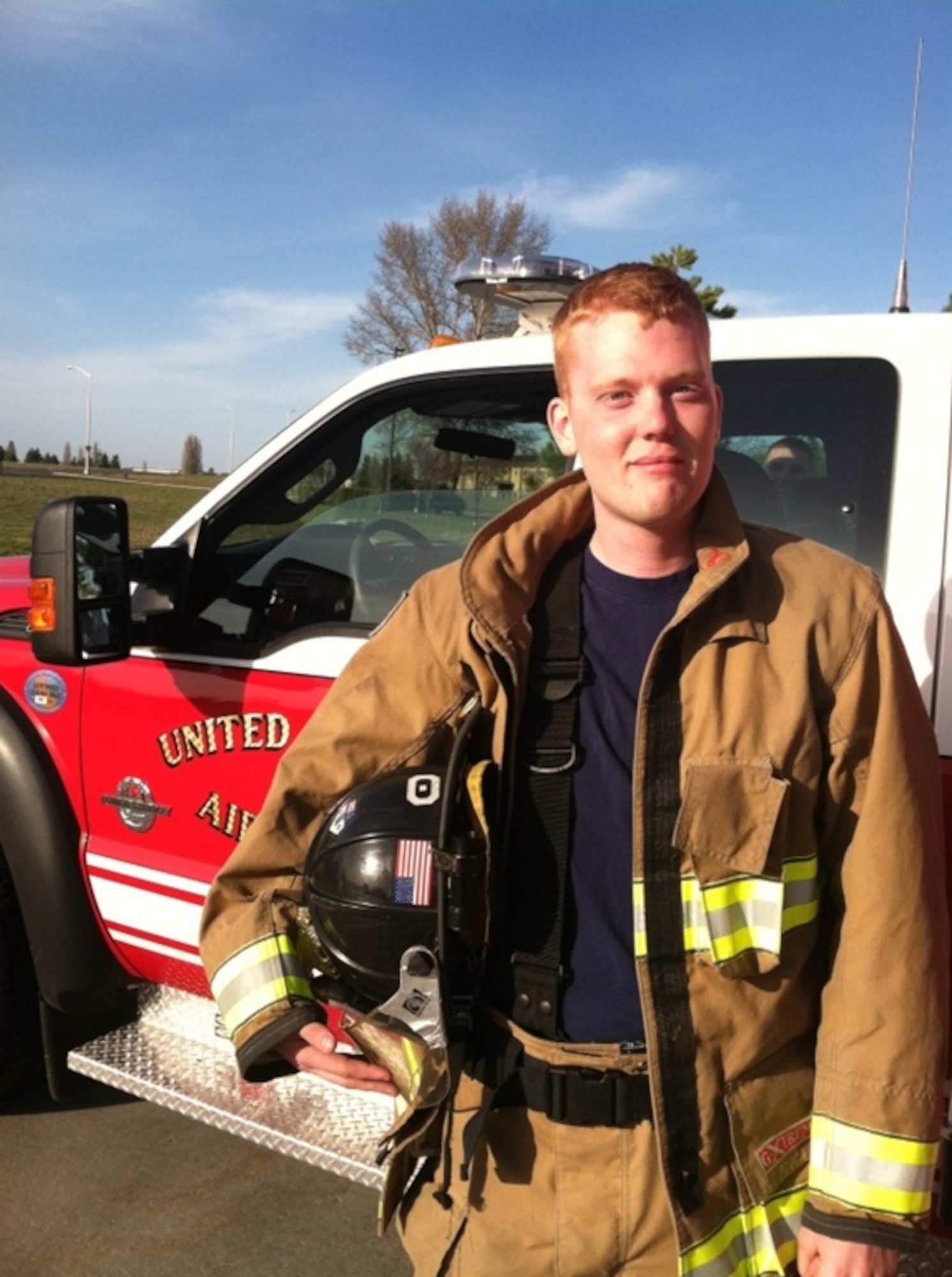 Airman 1st Class Christopher Hatch, 92nd Civil Engineer Squadron firefighter, poses for a photo at Fairchild Air Force Base, Wash., May 21, 2013. Hatch has been selected as a member of Fairchild’s Finest. (Courtesy Photo)