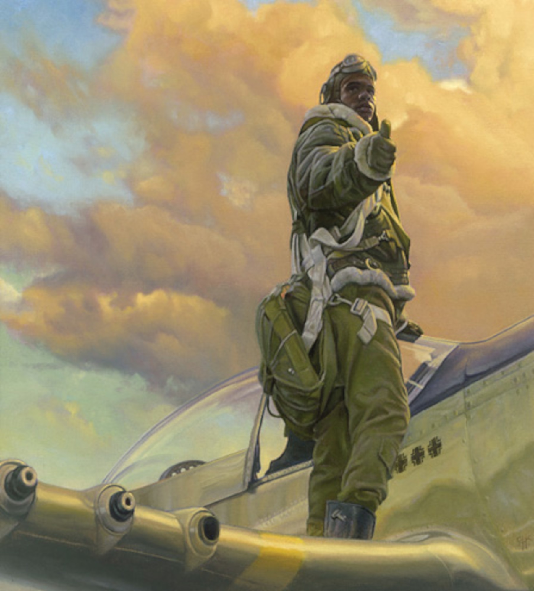 "Butterflies" is one of the pieces of art included in the "Red Tails, Silver Wings" exhibit at the National Museum of the U.S. Air Force. The exhibit, which features 35 Tuskegee Airmen paintings by Chris Hopkins, opens May 24, 2013. (U.S. Air Force photo)
