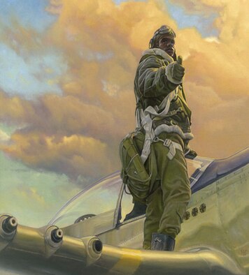 "Butterflies" is one of the pieces of art included in the "Red Tails, Silver Wings" exhibit at the National Museum of the U.S. Air Force. The exhibit, which features 35 Tuskegee Airmen paintings by Chris Hopkins, opens May 24, 2013. (U.S. Air Force photo)