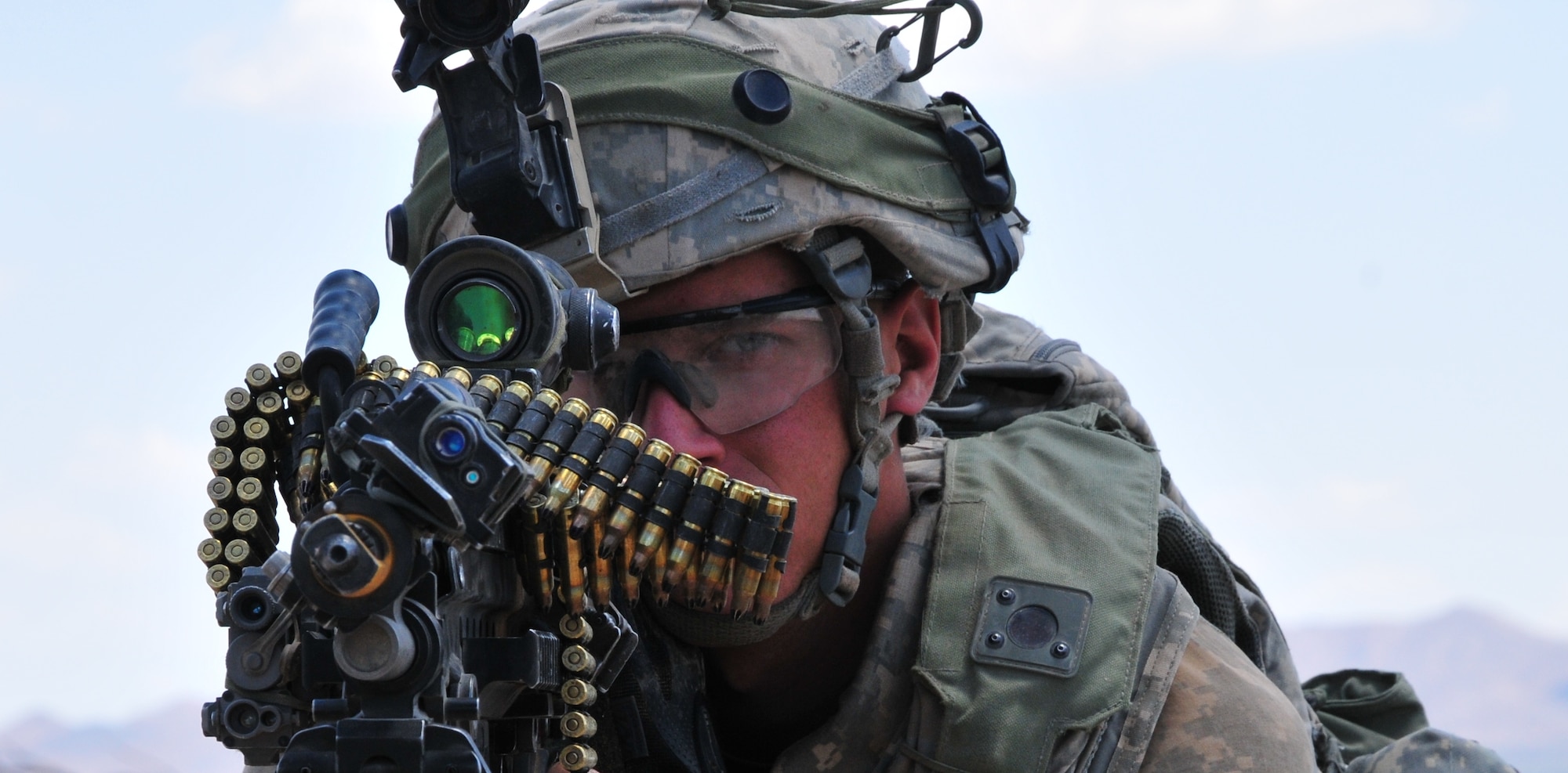 U.S. Army Spc. James Marsh, with 1st Battalion, 6th Infantry Regiment, 2nd Brigade Combat Team, 1st Armored Division, pulls security outside a tunnel at the Network Integration Evaluation 13.2, at White Sands Missile Range, N.M. (U.S. Army photo by Lt. Col. Deanna Bague/Released).

