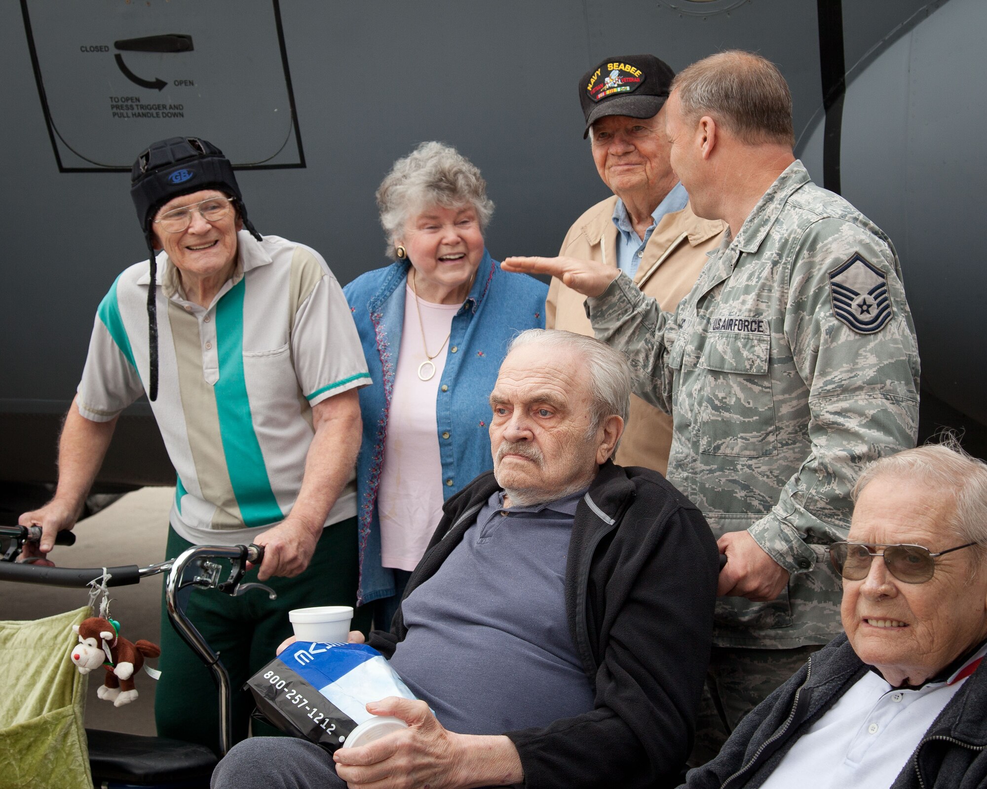 The 934th Airlift Wing hosts its annual Take a Vet to Lunch day at the Services Club at the Minneapolis-St. Paul Air Reserve Station.  Residents of the Minneapolis and Hastings Veterans Homes had lunch with service members and took a tour of a C-130.  (U.S. Air Force photo/Shannon McKay)