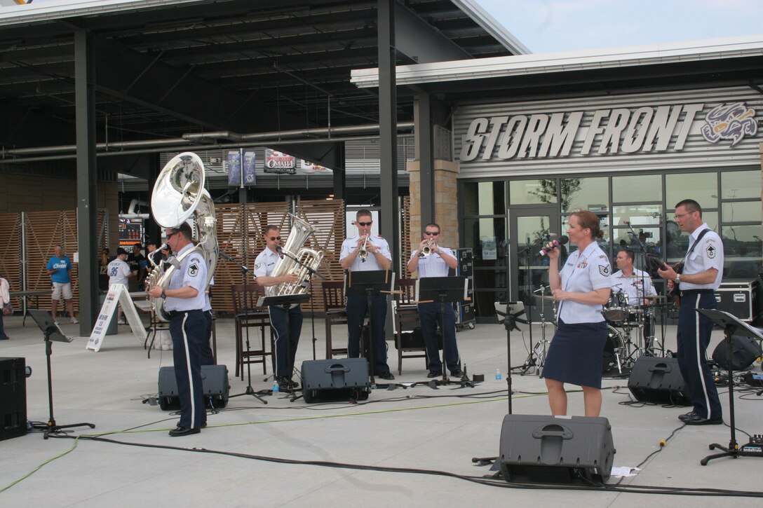 Vortex performs at Werner Park before a Storm Chasers game