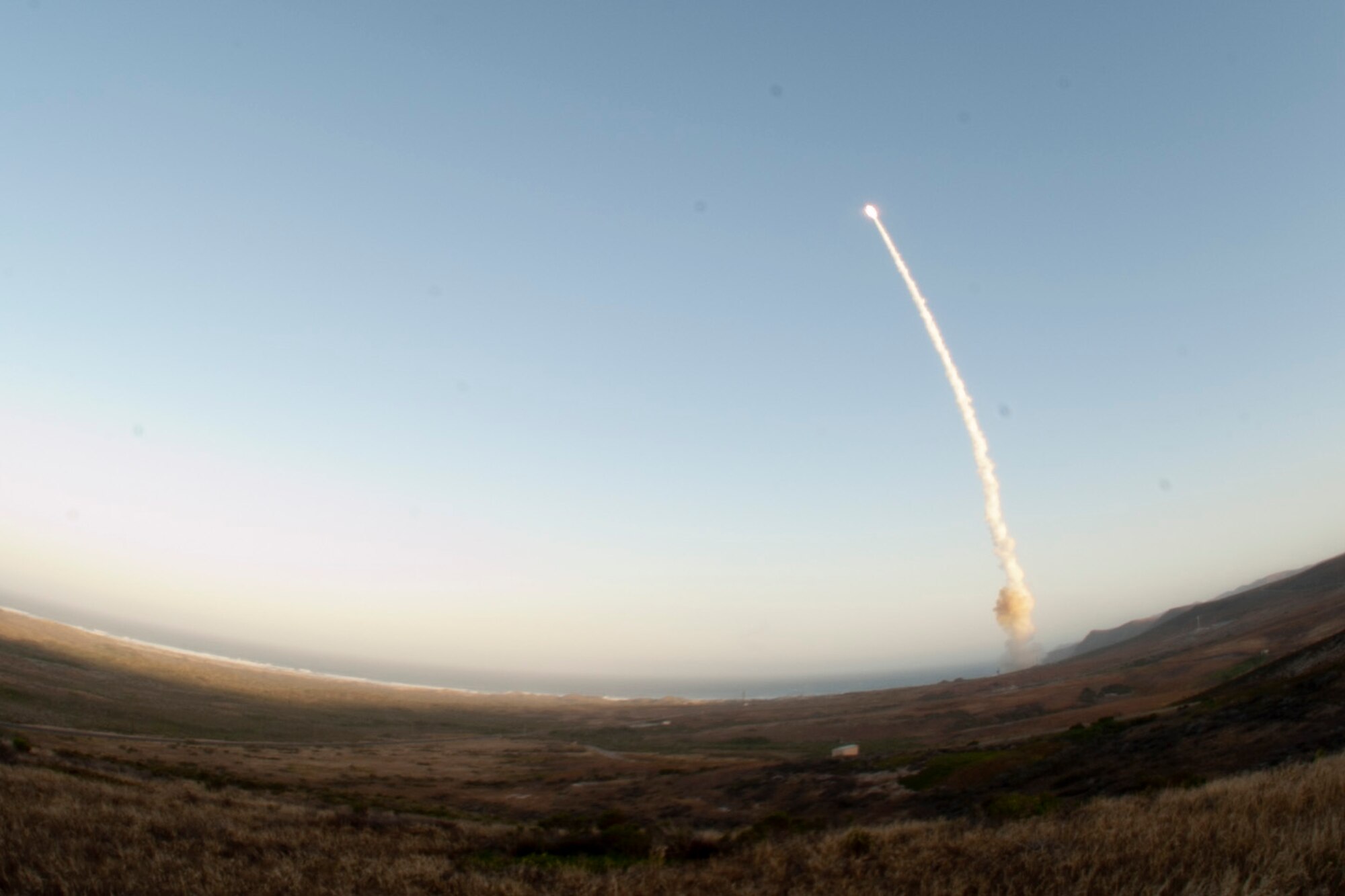 VANDENBERG AIR FORCE BASE, Calif.--An unarmed Minuteman III intercontinental ballistic missile was launched during an operational test at 6:27 a.m. here Wednesday from Launch Facility-4 on north Vandenberg. (U.S. Air Force photo/ Airman Yvonne Morales)