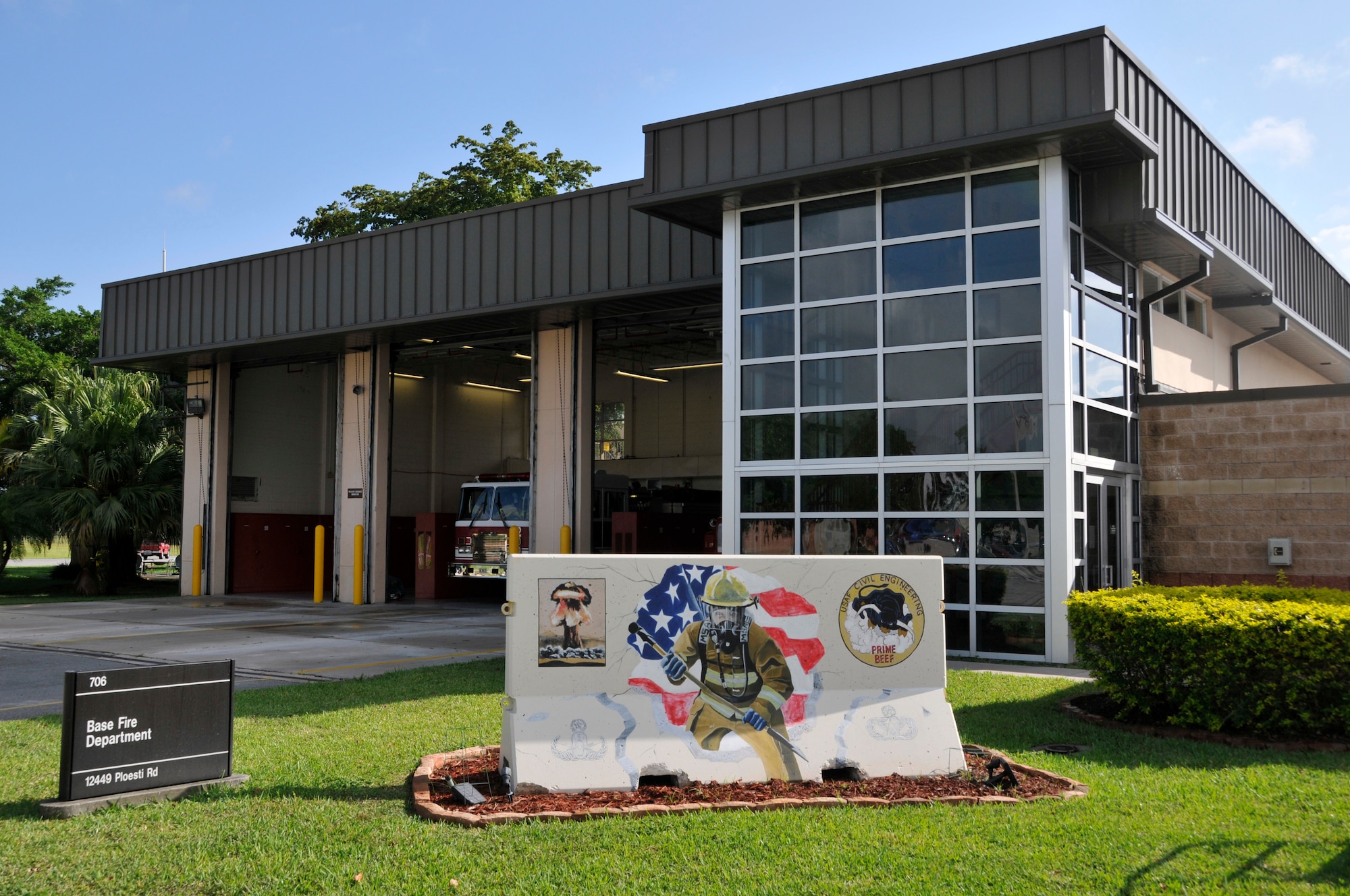 Homestead Air Reserve Base, Fla.'s base fire department. In addition to having a cost-effective, green, environmentally friendly building, which includes natural lighting and water recycling systems, the base fire department also saves money by teaming up with fire departments from surrounding south Florida counties to conduct exercises and training. (U.S. Air Force photo/Senior Airman Nicholas Caceres)