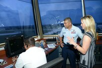 Chief Master Sgt. Gerardo Tapia, Air Education and Training Command command
chief, tours an air traffic control tower during a visit to the 12th Flying
Training Wing at Joint Base San Antonio-Randolph, Texas May 20, 2013. (U.S.
Air Force photo by Joel Martinez)
