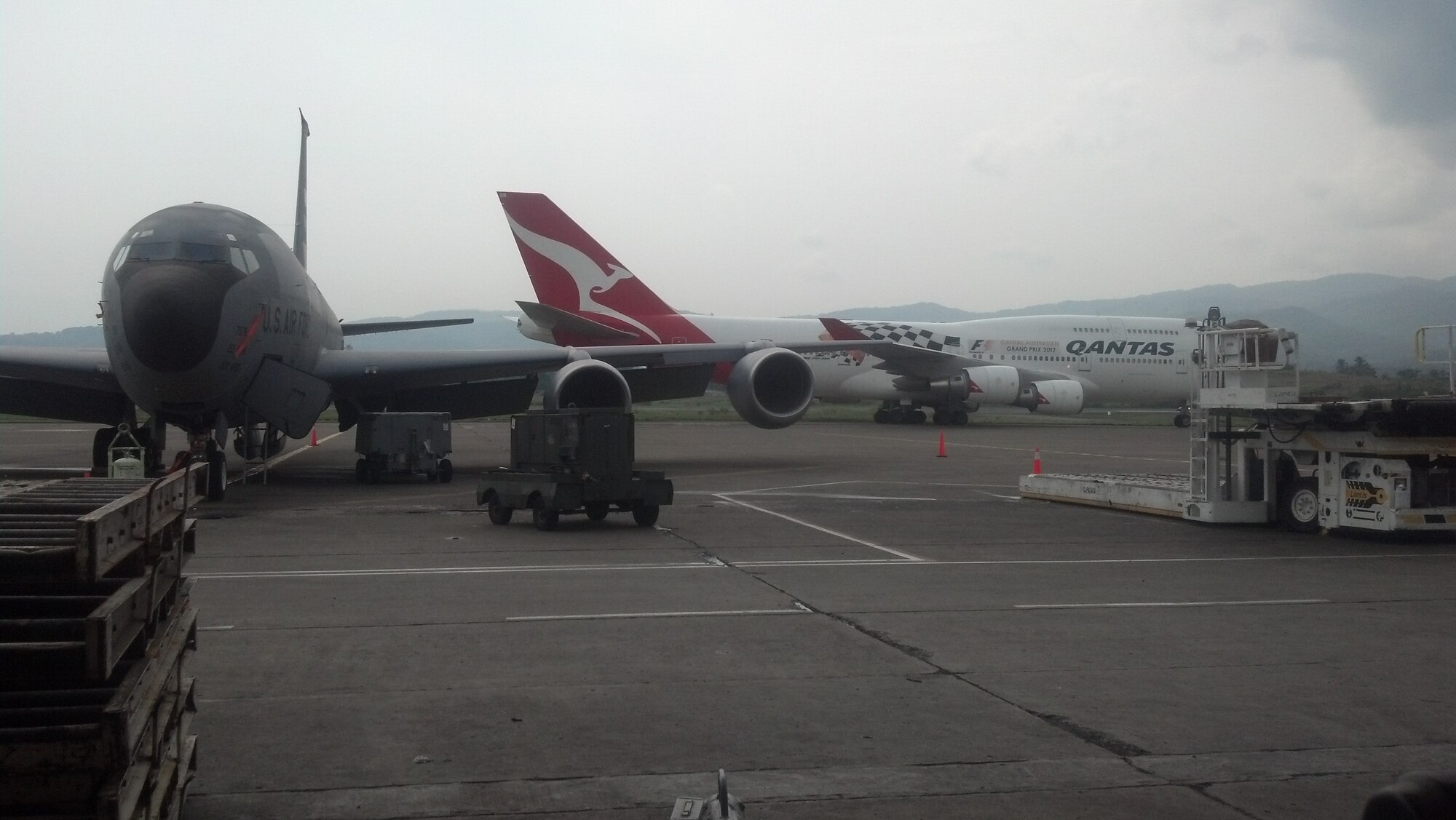 A KC-135 Stratotanker assigned to McConnell Air Force Base, Kan., is parked at a Panamanian airport May 4, 2013. The plane was part of a team supporting a presidential mission to Central America. (Courtesy photo)