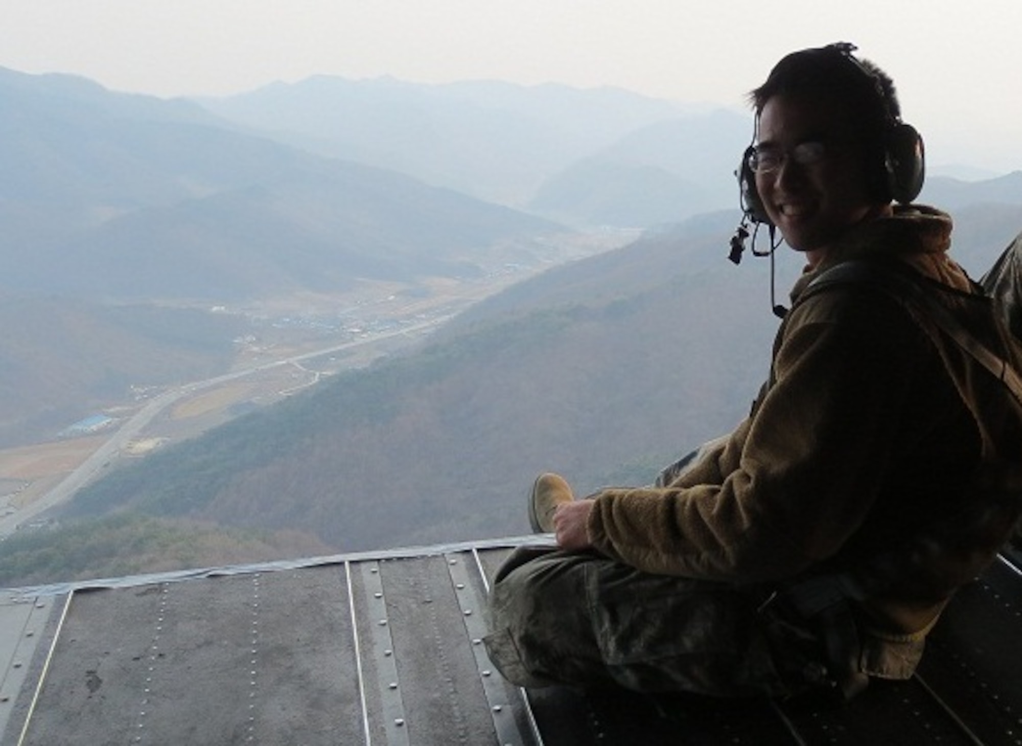 Senior Airman Seung-Jae Oh, U.S. Air Force Special Operations School cultural advisor, participates in an airborne training exercise in support of Balance Knife in the Republic of Korea, April 2013. (courtesy photo)