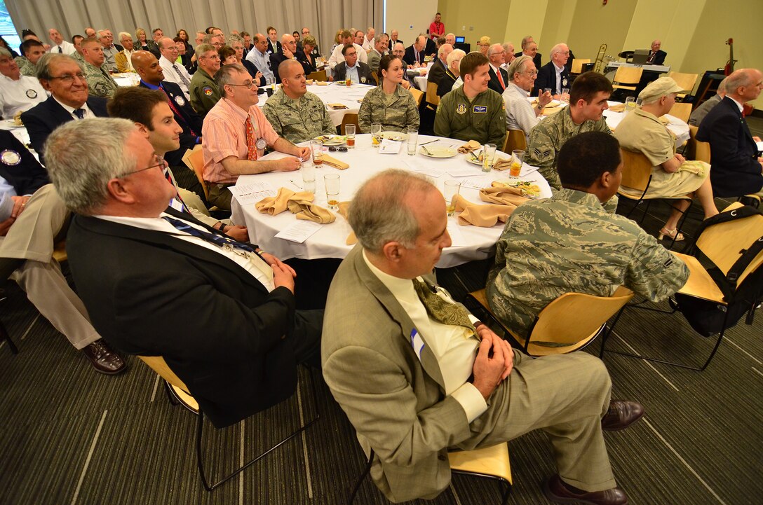 WRIGHT-PATTERSON AIR FORCE BASE, Ohio - Seven 445th Airlift Wing reservists attended the 32nd Annual Springfield-Clark County Armed Forces Day luncheon May 20 at the Hollenbeck Bayley Creative Arts and Conference Center in Springfield, Ohio. The purpose of the luncheon is to recognize and honor area military units, installations and assigned personnel who serve the Springfield-Clark County community, the State of Ohio and the United States. (U.S. Air Force photo/Staff Sgt. Mikhail Berlin) 