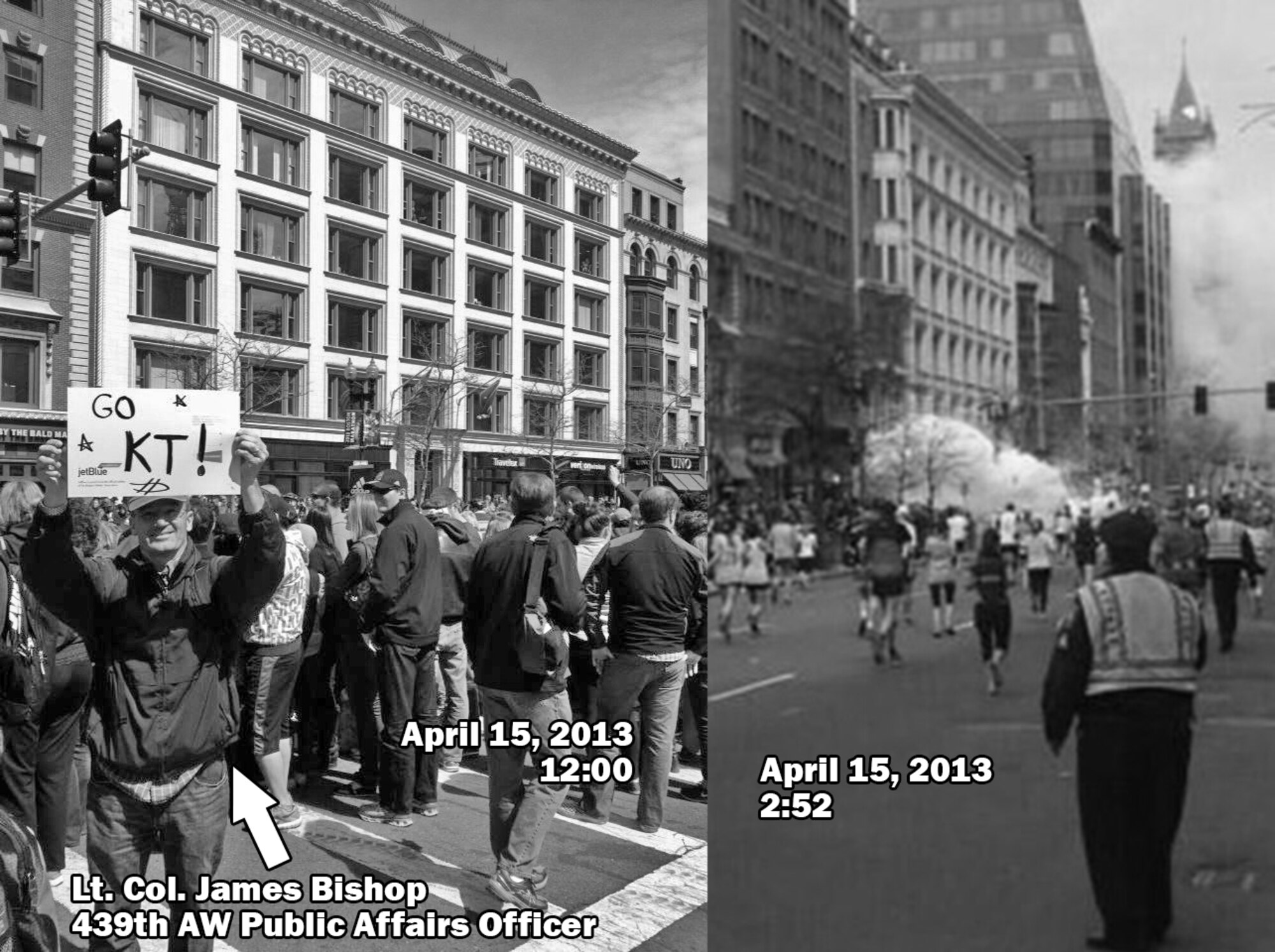 Lt. Col. James Bishop at the race, before the bombings. 