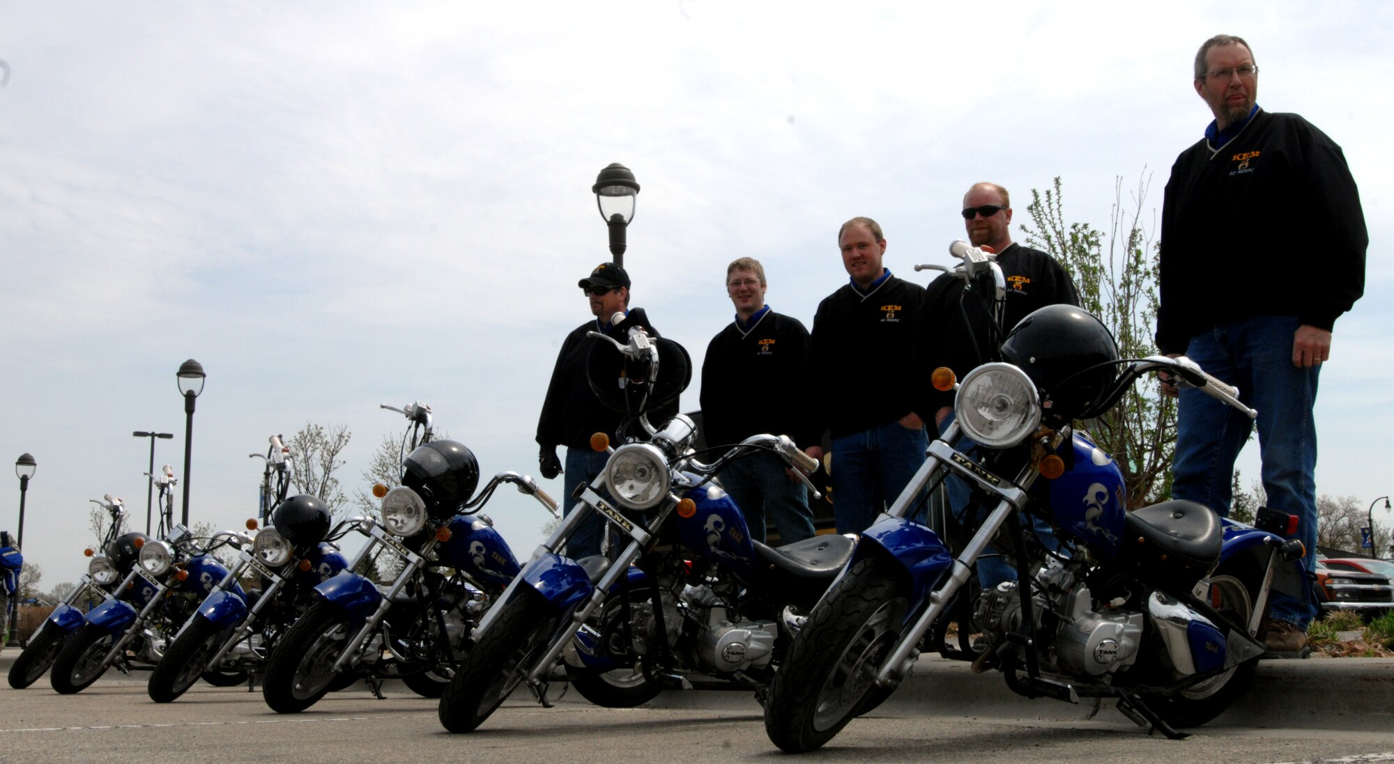 Members of the local chapter of Shriners attended the Motorcycle Rally and Safety Fair in the Fast Eddie’s parking lot as part of a wing safety standdown day May 17, 2013, on Grand Forks Air Force Base, N.D. The Shriners performed a synchronized motorcycle performance and held their own slow race during the rally. (U.S. Air Force photo/Staff Sgt. Susan L. Davis)