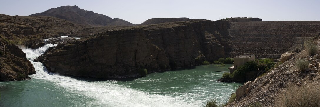 A panoramic view of the Kajaki Dam and spillway. (USACE photo – Mark Ray)