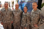 From left to right: Master Sgt. Marshall Bradshaw, Suicide Prevention Program manager and NCO-in-charge; Maj. Quentin Collins, chaplain; Lt. Col. Ashleah Bechtel, chief, Soldier Support Branch; and Maj. Andrew Bishop, chief, Warrior Transition Program. All four are members of the Soldier/Family Support and Services for the Army National Guard Readiness Center in Arlington, Va. They're working to increase awareness of suicide prevention during the National Guard's Suicide Prevention Week, Sept. 10, 2008.