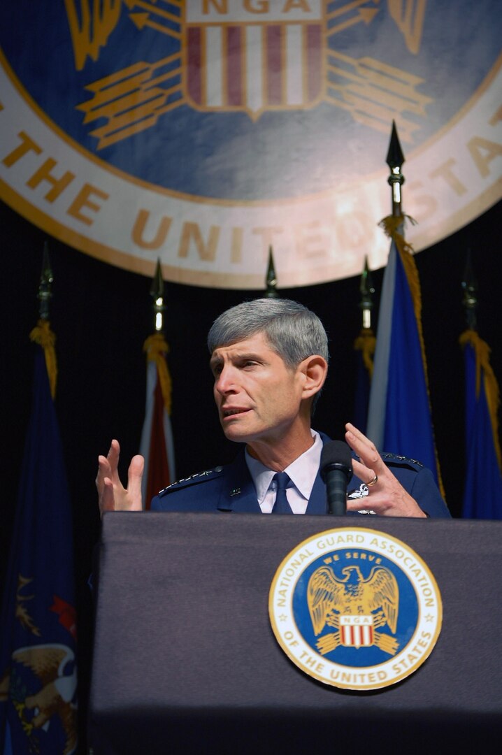 Air Force Chief of Staff Gen. Norton A. Schwartz speaks during a conference of the National Guard Association of the United States Sept. 22 in Baltimore.