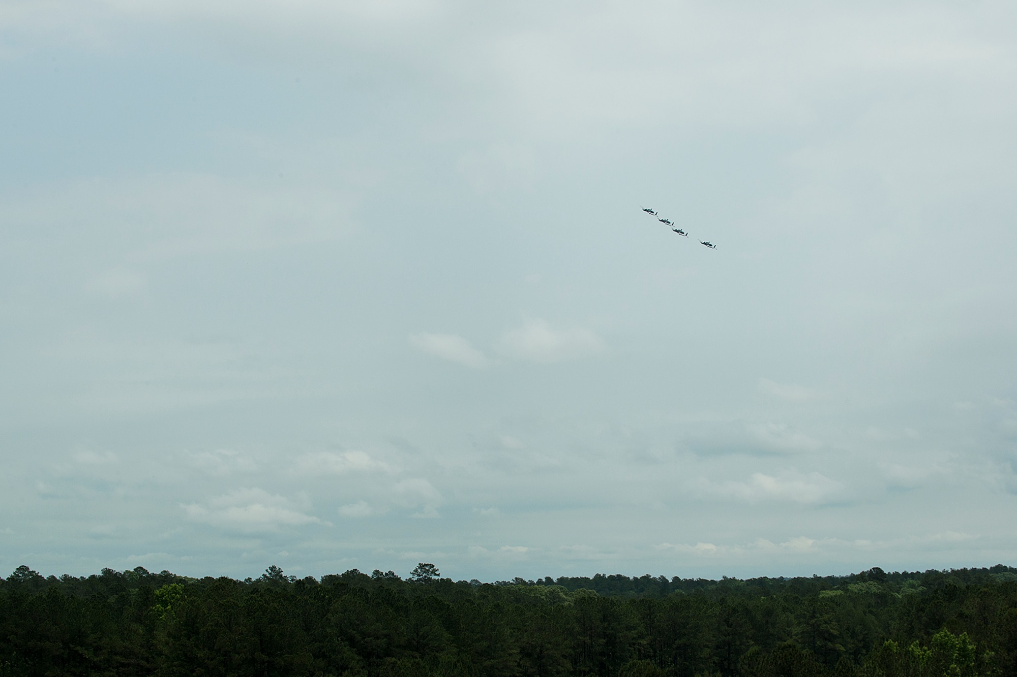 Four 917th Fighter Group (FG) A-10 Thunderbolt IIs fly in formation over the Claiborne Bombing and Gunnery Range after finishing the group's last "live fire" sorties, May 22, 2013, Kisatchie National Forest, La. The FG is scheduled to be inactivated in September 2013, and during this sortie, the A-10s fired the last of the remaining 30 millimeter ammunition. (U.S. Air Force photo by Master Sgt. Greg Steele/Released)