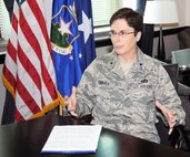 Brig. Gen. Theresa C. Carter, Joint Base San Antonio and 502nd Air Base Wing commander, will relinquish command during a ceremony at MacArthur Parade Field at 9 a.m. May 29 at JBSA-Fort Sam Houston. (Air Force photo by Mike O'Rear, JBSA-Fort Sam Houston Public Affairs)