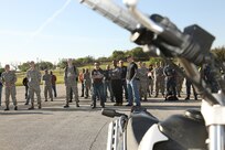 About 75 motorcycle riders took part in a motorcycle safety rally held during Wingman Day at the Joint Base San Antonio-Lackland Medina Annex. (Air Force photo by Robbin Cresswell, JBSA-Lackland Public Affairs)