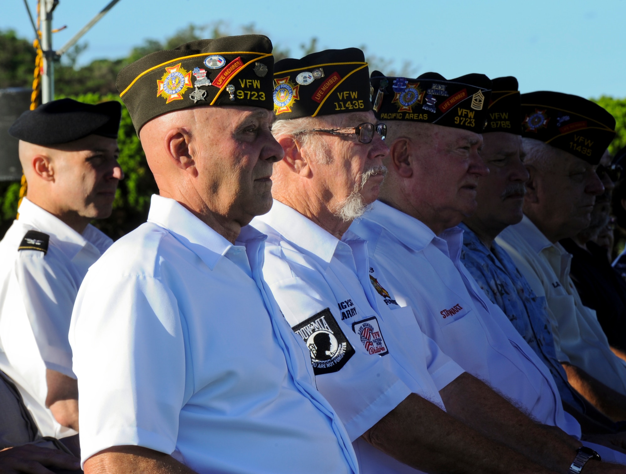 Representatives from Veterans of Foreign Wars attend a Memorial Day ceremony on Kadena Air Base, Japan, May 27, 2013. The VFW is a non-profit, congressionally chartered organization for war veterans who have served in past and present wars while defending the U.S. (U.S. Air Force photo by Airman 1st Class Justin Veazie/Released) 