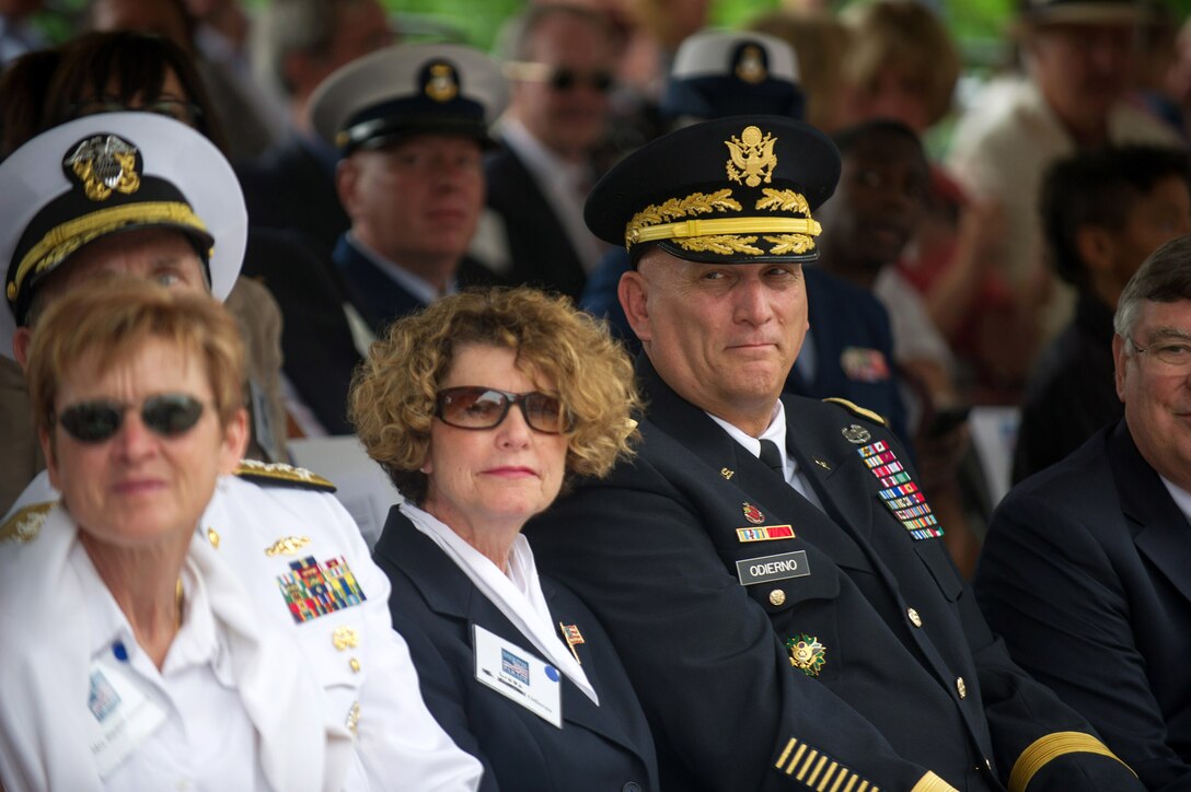 Army Chief of Staff Gen. Ray Odierno and wife, Linda, observe the National Memorial Day Parade in Washington, D.C., May 27, 2013.