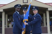 U.S. Air Force Gen. Edward A. Rice Jr., Air Education and Training Command commander, passes the guidon to Brig. Gen. Robert D. LaBrutta during the 502nd Air Base Wing and Joint Base San Antonio change of command ceremony May 29, 2013, at 9 a.m. at JBSA-Fort Sam Houston's MacArthur Parade Field. LaBrutta is the third commander of the 502nd ABW and JBSA, which provides installation support for JBSA-Fort Sam Houston, Lackland, Randolph and Camp Bullis.  JBSA is the largest joint base in the Department of Defense. His previous assignment was at U.S. Central Command, MacDill Air Force Base, Fla., where he was the director of  manpower and personnel. (U.S. Air Force Photo by Joel Martinez/Released)
