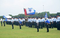 Members from JBSA-Fort Sam Houston, Lackland and Randolph stand in formation during the 502nd Air Base Wing and Joint Base San Antonio change of command ceremony May 29, 2013, at 9 a.m. at JBSA-Fort Sam Houston's MacArthur Parade Field. Brig. Gen. Robert D. LaBrutta is the third commander of the 502nd ABW and JBSA, which provides installation support for JBSA-Fort Sam Houston, Lackland, Randolph, and Camp Bullis. JBSA is the largest joint base in the Department of Defense. His previous assignment was at U.S. Central Command, MacDill Air Force Base, Fla., where he was the director of manpower and personnel. (U.S. Air Force photo by Benjamin Faske) (released)