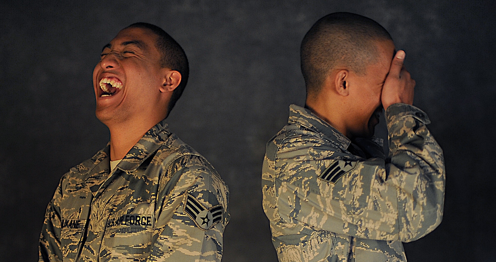 MINOT AIR FORCE BASE, N.D. -- Senior Airman Kamuela and Kimo Kalilikane are identical twins assigned to the 91st Missile Maintenance Squadron. Kameula is a team chief assigned to the Facilities Maintenance section and Kimo is assigned to the Hardened Intersite Cable Systems section. (U.S. Air Force photo/Senior Airman Brittany Y. Auld)