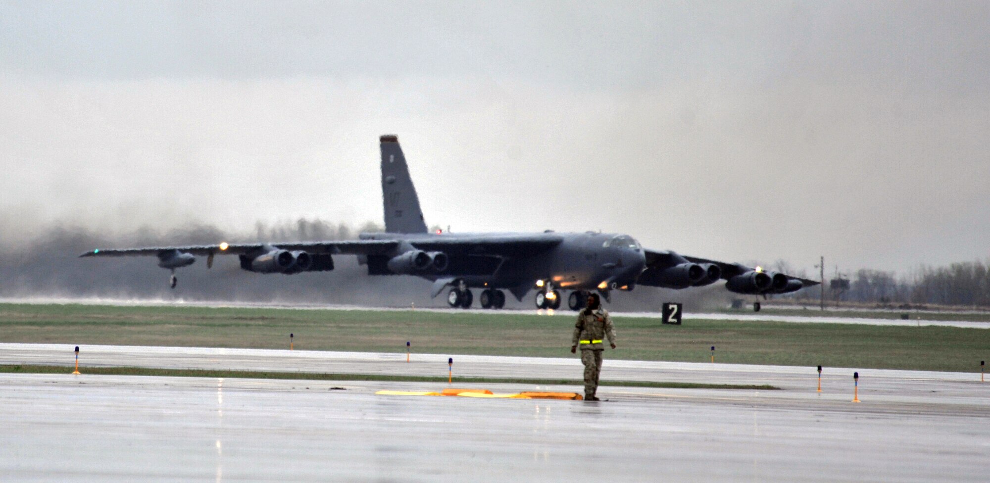 MINOT AIR FORCE BASE, N.D. -- A B-52H Stratofortress taxies onto the runway during a training exercise here, May 21. Air Force Global Strike Command routinely conducts training operations and exercises to ensure its forces can perform their mission when called upon at any time. (U.S. Air Force photo/Senior Airman Brittany Y. Auld)