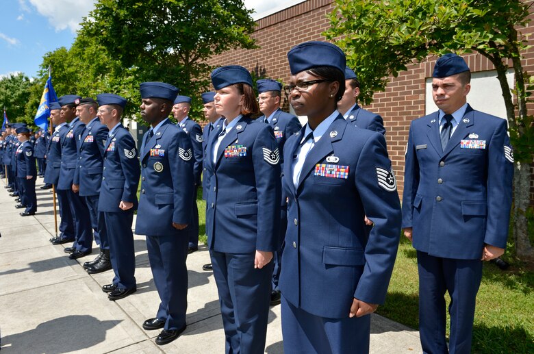 McGHEE TYSON AIR NATIONAL GUARD BASE, Tenn. – Graduating students of the Noncommissioned Officer Academy (NCOA) Class 13-6 and Airman Leadership School (ALS) Class 13-4 participate and assemble for thier retreat ceremony at the I.G. Brown Training and Education Center here, May 23, 2013. The in-residence class for NCOA is six weeks and five weeks for ALS. (U.S. Air National Guard photo by Master Sgt. Kurt Skoglund)