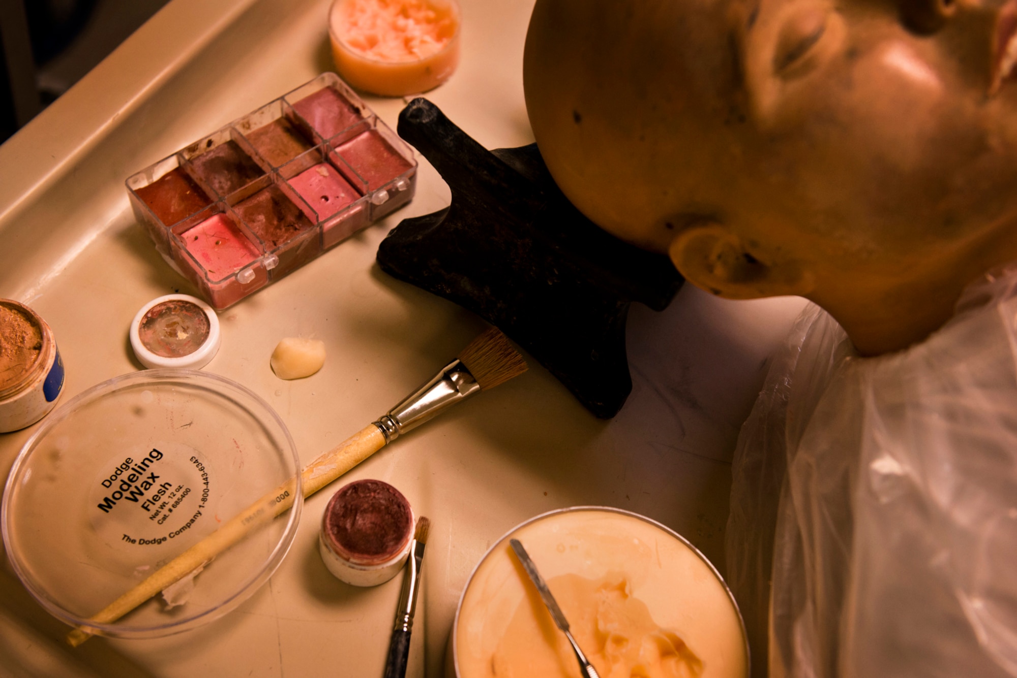 Along with dressing remains, Mable Justice also molds features and applies makeup to remains that are unrecognizable when they come through the Air Force Mortuary Affairs Office at Dover Air Force Base, Del. (U.S. Air Force photo/Senior Airman Andrew Lee/)