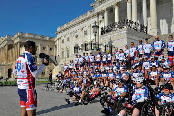 Lt. Gen. Thomas Bostick, commander of the U.S. Army Corps of Engineers, addresses wounded veterans and servicemembers at the U.S. Capitol Building before the 2013 Ride 2 Recovery Memorial Challenge.  (Photo by Lt. Col. Marc Hoffmeister, U.S. Army Corps of Engineers)