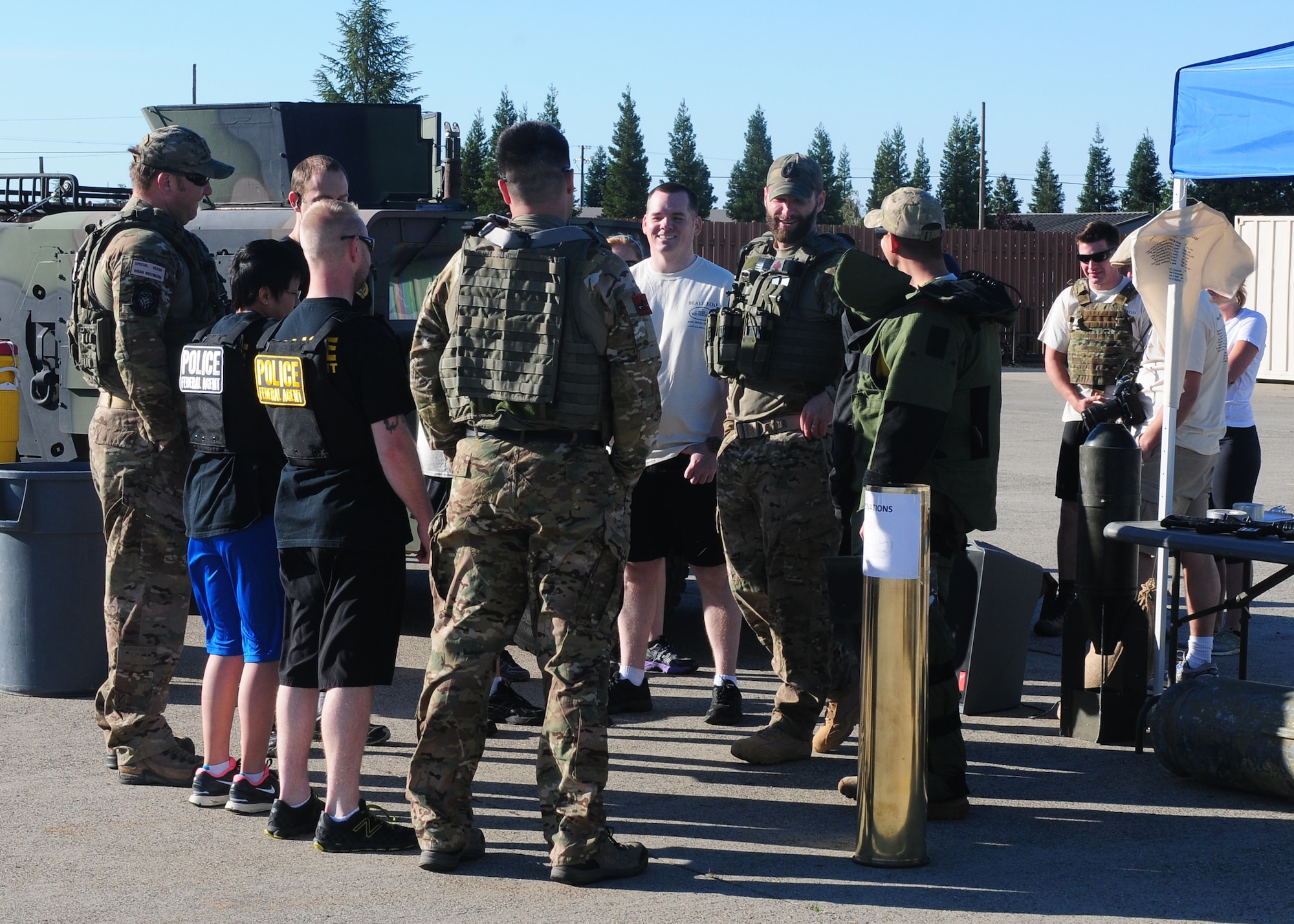 Members of Team Beale prepare for the Explosive Ordnance Disposal memorial run at Beale Air Force Base, Calif., May 22, 2013. The run honored fallen EOD warriors and recognized the loss of Capt. Reid Nishizuka, Staff Sgt. Richard Dickson, Capt. Brandon Cyr and Staff Sgt.  Daniel Fannin. (U.S. Air Force photo by Senior Airman Allen Pollard/Released)