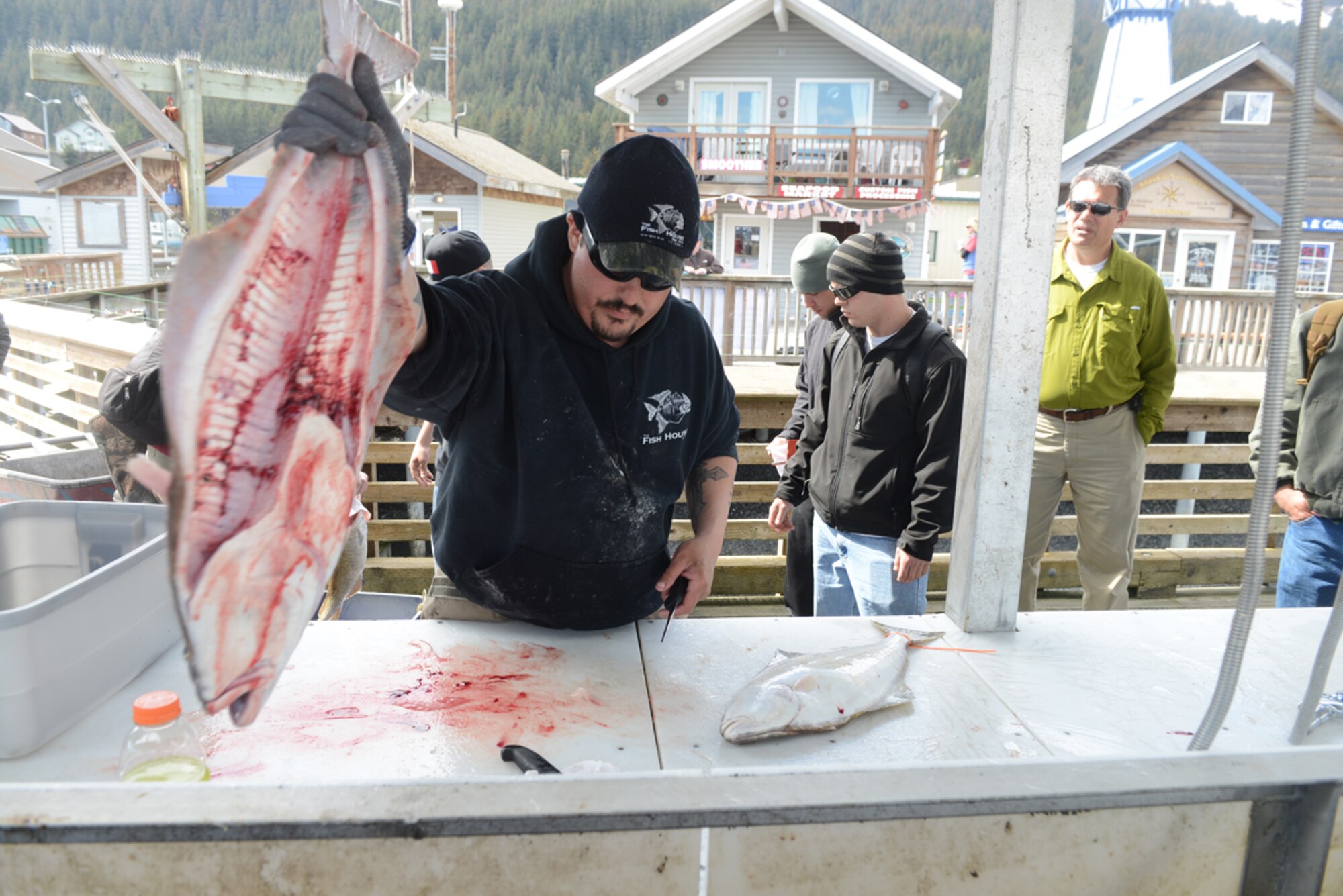 JOINT BASE ELMENDORF-RICHARDSON, Alaska -- The Armed Services YMCA hosts it's seventh annual Combat Fishing Tournament in Seward, Alaska May 24. Active-duty Air Force and Army service members participated in the tournament and caught fish such as halibut and red snappers, which brought them all together to enjoy a day of fishing. A total of 250 members participated. (U.S. Air Force photo/Airman Ty-Rico Lea)