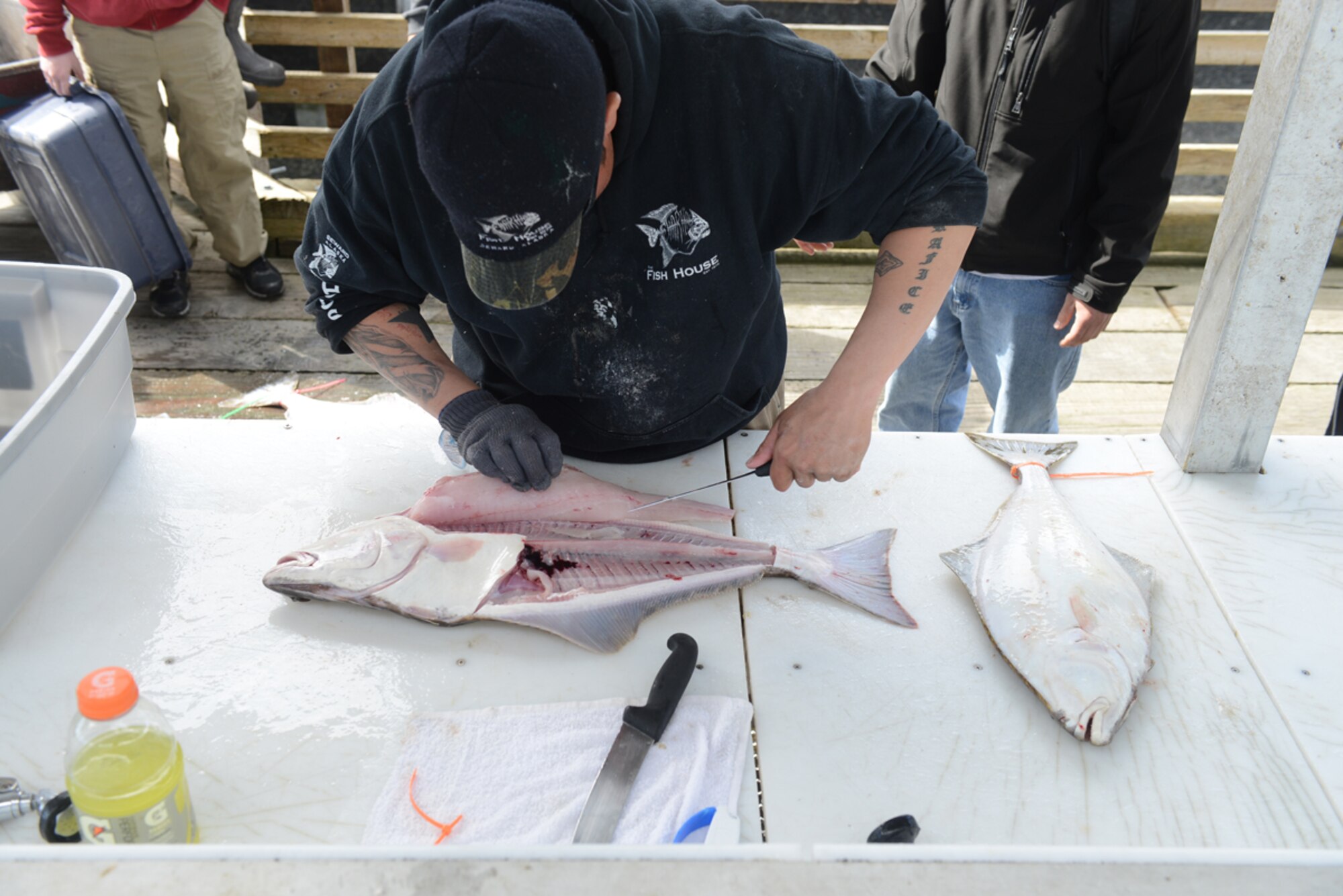 JOINT BASE ELMENDORF-RICHARDSON, Alaska -- The Armed Services YMCA hosts it's seventh annual Combat Fishing Tournament in Seward, Alaska May 24. Active-duty Air Force and Army service members participated in the tournament and caught fish such as halibut and red snappers, which brought them all together to enjoy a day of fishing. A total of 250 members participated. (U.S. Air Force photo/Airman Ty-Rico Lea)