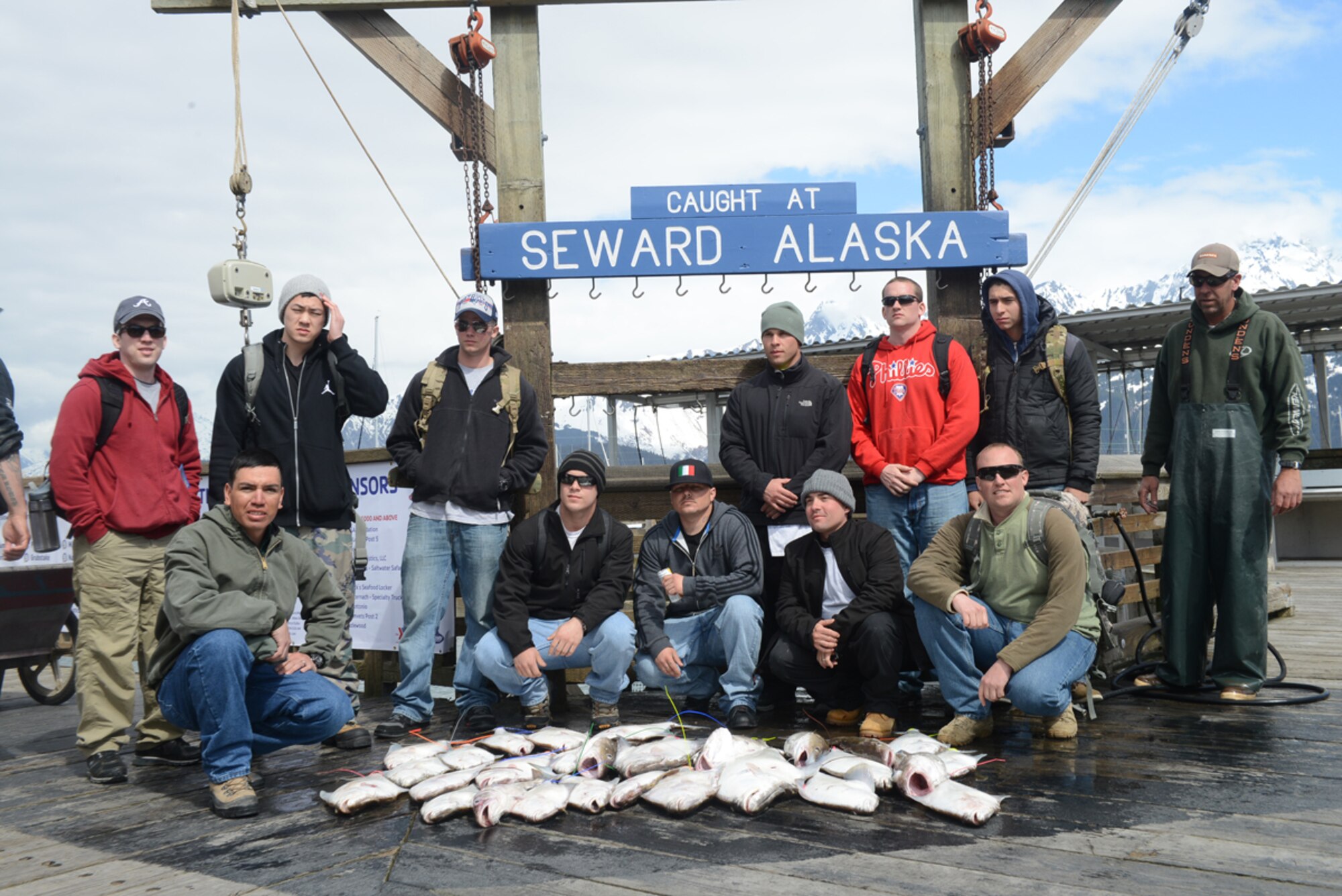 JOINT BASE ELMENDORF-RICHARDSON, Alaska -- The Armed Services YMCA hosts it's seventh annual Combat Fishing Tournament in Seward, Alaska May 24. Active-duty Air Force and Army service members participated in the tournament and caught fish such as halibut and red snappers, which brought them all together to enjoy a day of fishing. A total of 250 members participated. (U.S. Air Force photo/Airman Ty-Rico Lea)