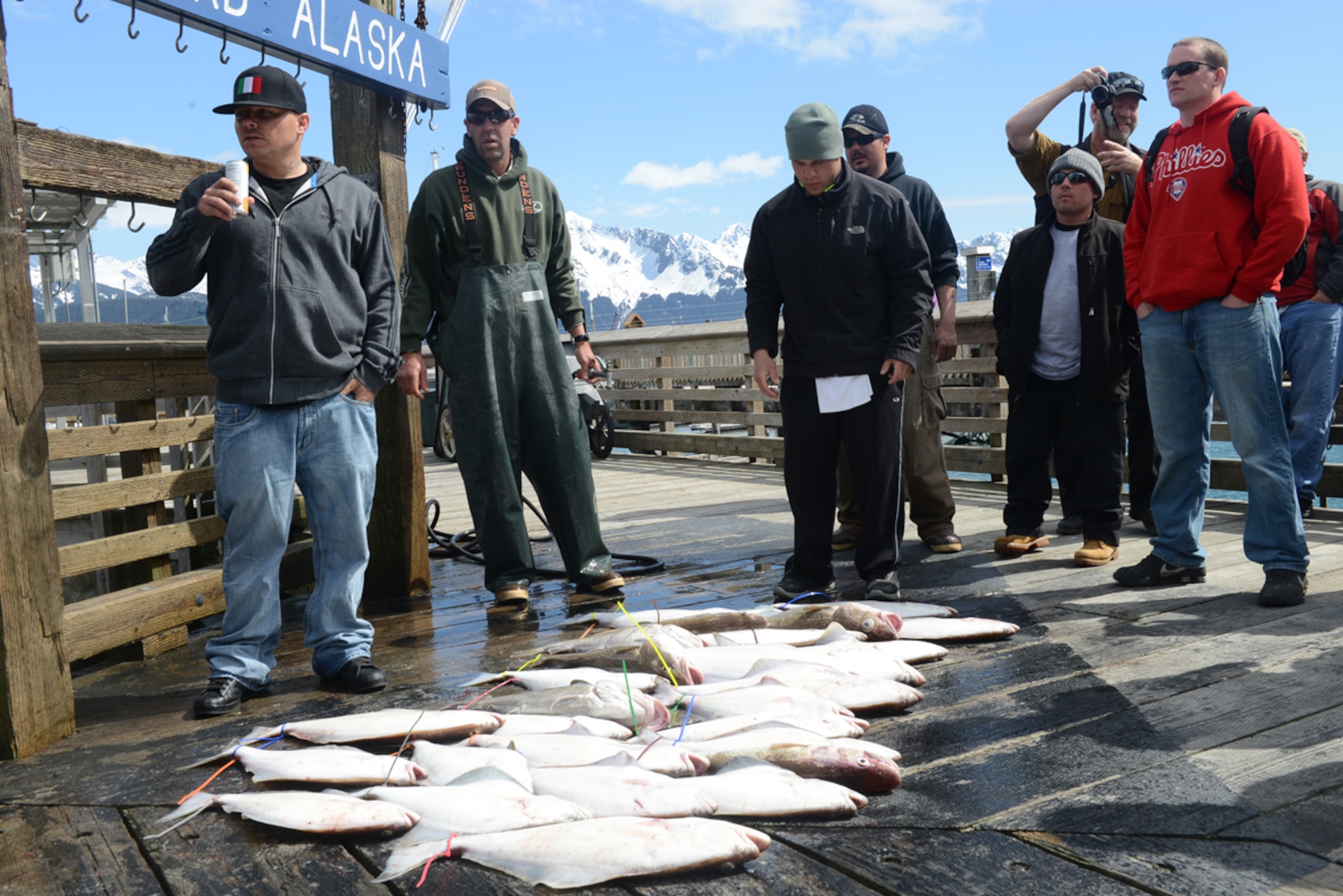 JOINT BASE ELMENDORF-RICHARDSON, Alaska -- The Armed Services YMCA hosts it's seventh annual Combat Fishing Tournament in Seward, Alaska May 24. Active-duty Air Force and Army service members participated in the tournament and caught fish such as halibut and red snappers, which brought them all together to enjoy a day of fishing. A total of 250 members participated. (U.S. Air Force photo/Airman Ty-Rico Lea)