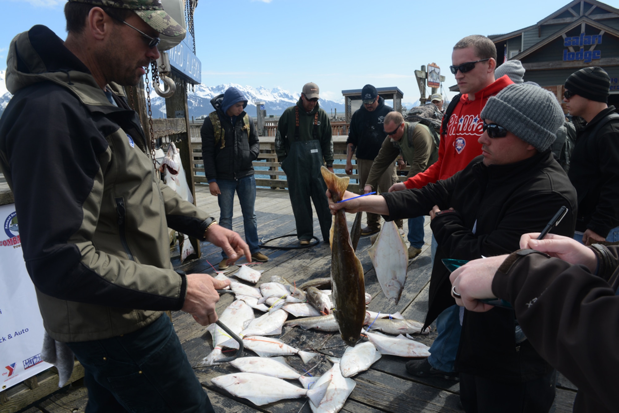 JOINT BASE ELMENDORF-RICHARDSON, Alaska -- The Armed Services YMCA hosts it's seventh annual Combat Fishing Tournament in Seward, Alaska May 24. Active-duty Air Force and Army service members participated in the tournament and caught fish such as halibut and red snappers, which brought them all together to enjoy a day of fishing. A total of 250 members participated. (U.S. Air Force photo/Airman Ty-Rico Lea)