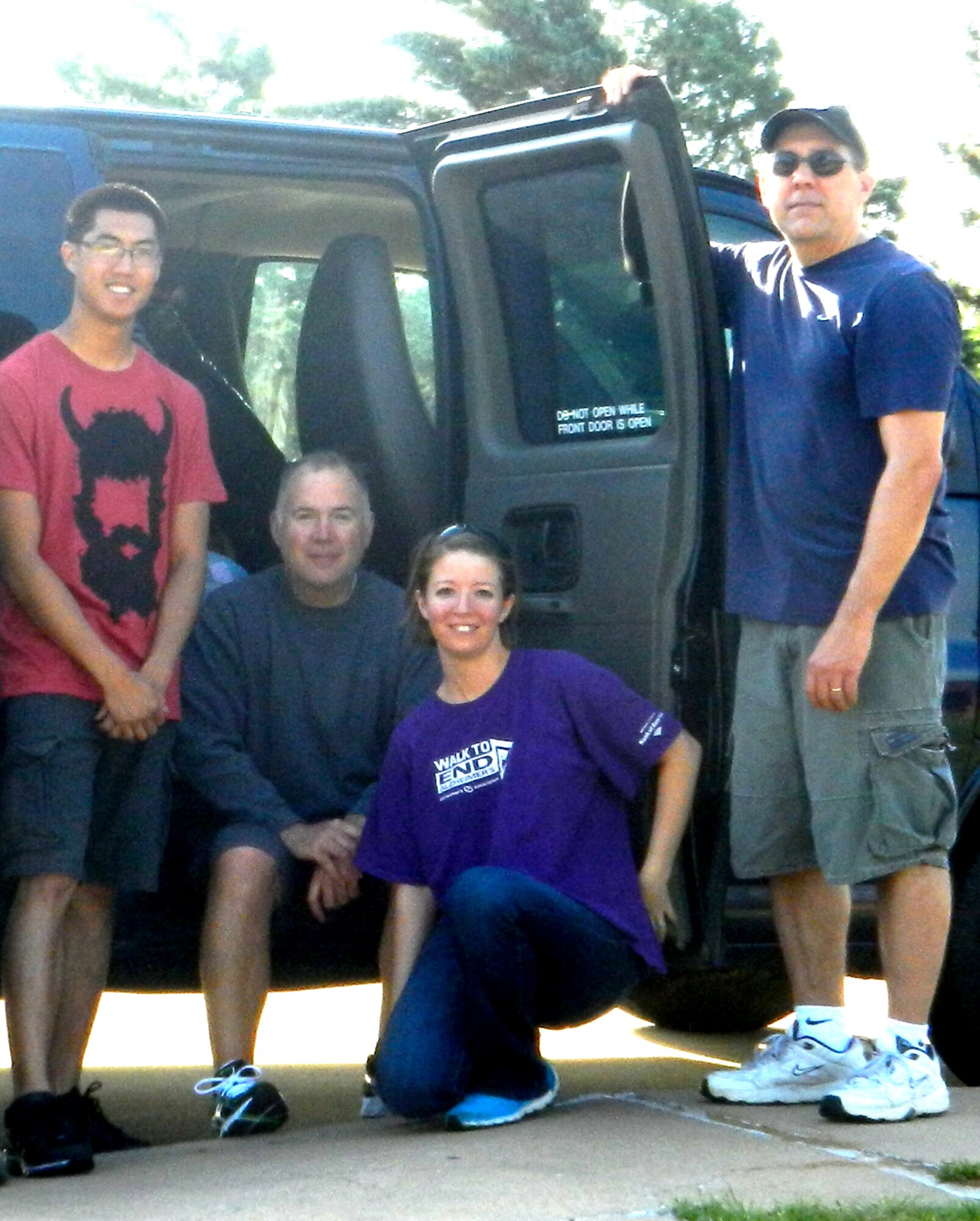 Members of the 71st Operations Support Squadron at Vance Air Force Base, Okla., prepare to transport donations collected at the base for the victims of the EF5 tornado that battered Moore, Okla., May 20. From left to right are: Senior Airman Jesse Kow, Tech. Sgt. John Rogers, Staff Sgt. Nicole Curran and Master Sgt. Gary Rann. (Courtesy photo)