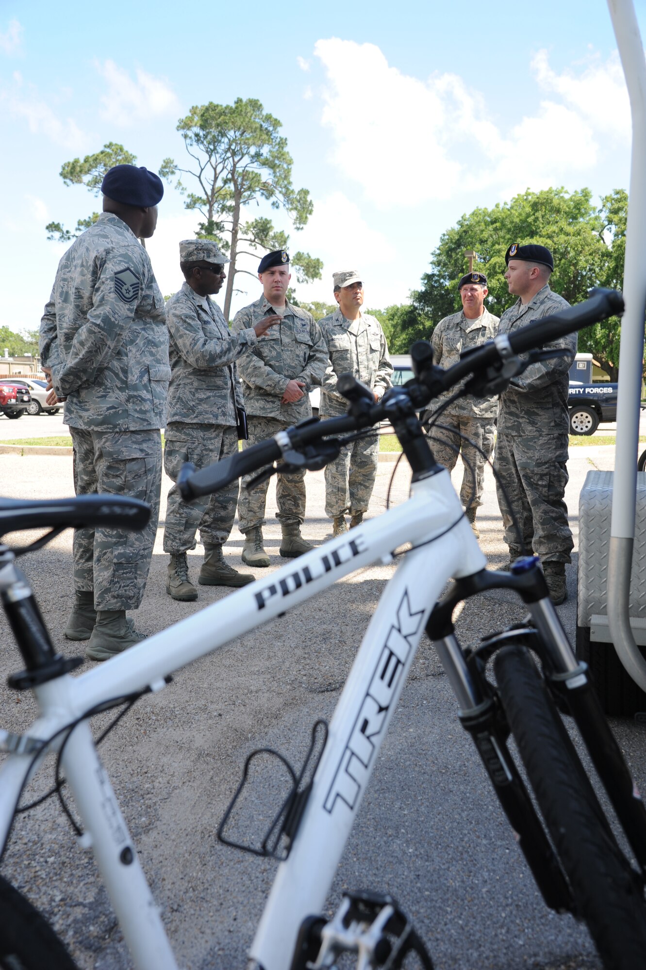 Col. Malcolm “TJ” Johnson, 2nd Air Force vice commander, receives a tour of the 81st Security Forces Squadron during a two-day immersion with the 81st Training Wing May 28, 2013, at Keesler Air Force Base, Miss.  (U.S. Air Force photo by Kemberly Groue)