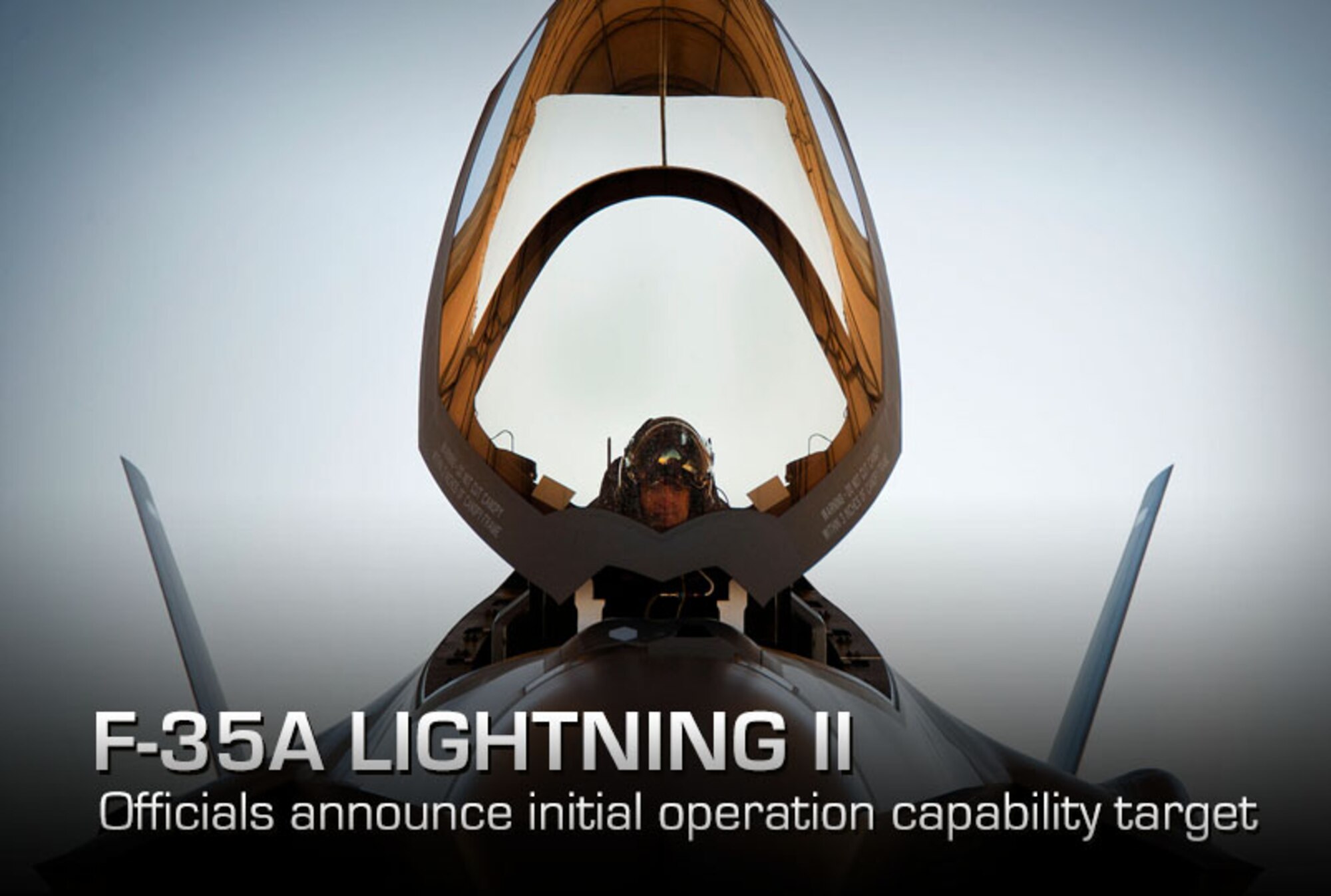 Lt. Col. Benjamin Bishop completes preflight checks before his first sortie in an F-35A Lightning II, March 6, 2013, at Eglin Air Force Base, Fla. Bishop is among the first pilots to begin the official training that began in January. The Air Force announced May 31, 2013, it expects to declare F-35 Lightning II initial operation capability in December 2016. The announcement was included in a joint report detailing service-specific IOC requirements and dates for each of the F-35 variants that was delivered to Congress. (U.S. Air Force photo/Samuel King Jr.)